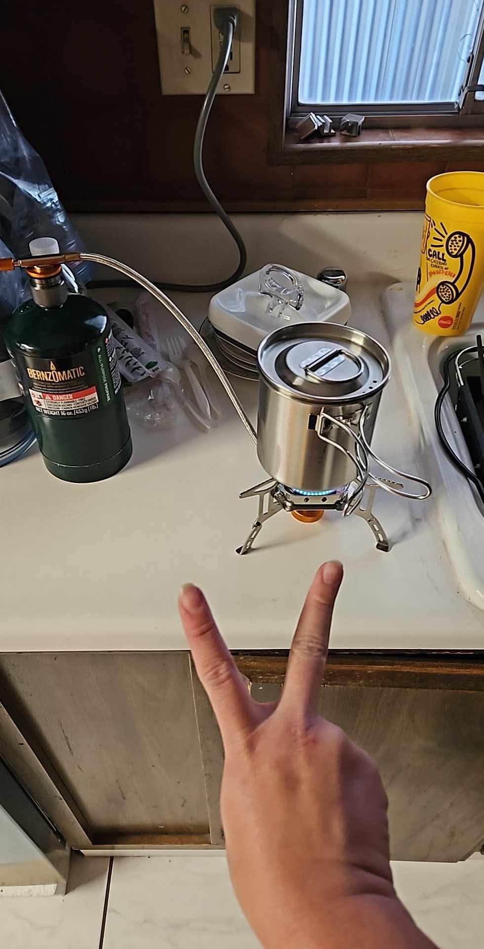 KOKKOYA Stainless Steel Camping Cups Mug Small Backpacking Bush Pot Set | Camp stove pot for cooking boil water, survival hiking cup, metal camping cup, lightweight backpacking cookset customer photo 1