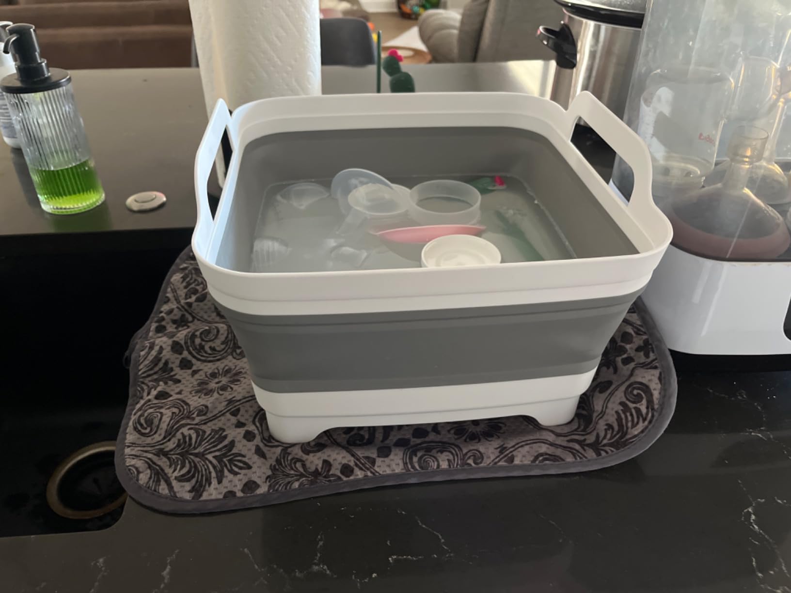 MontNorth Collapsible Wash Basin 9L, Foldable Dish Tub with Drain Plug, Portable Collapsible Dish Basin, Camping Sink for Washing Dishes, Laundry & Kitchen Use, Gray customer photo 2
