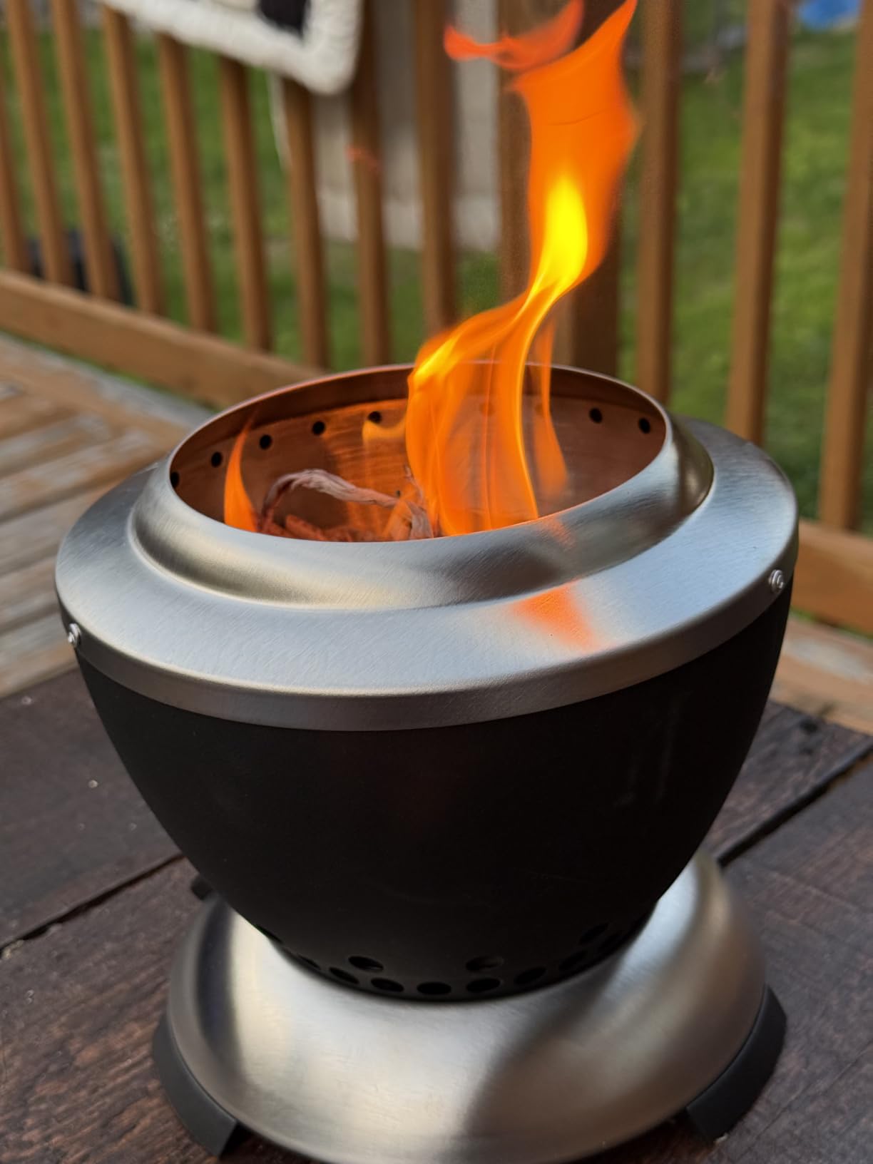 Cuisinart 24 Cleanburn Smokeless Fire Pit with Removable Base for Ash, Portable Wood Burning Outdoor Fireplace, Stainless Steel Smoke Free Outdoor Heater, Enhanced Airflow and Easy Cleanup customer photo 2