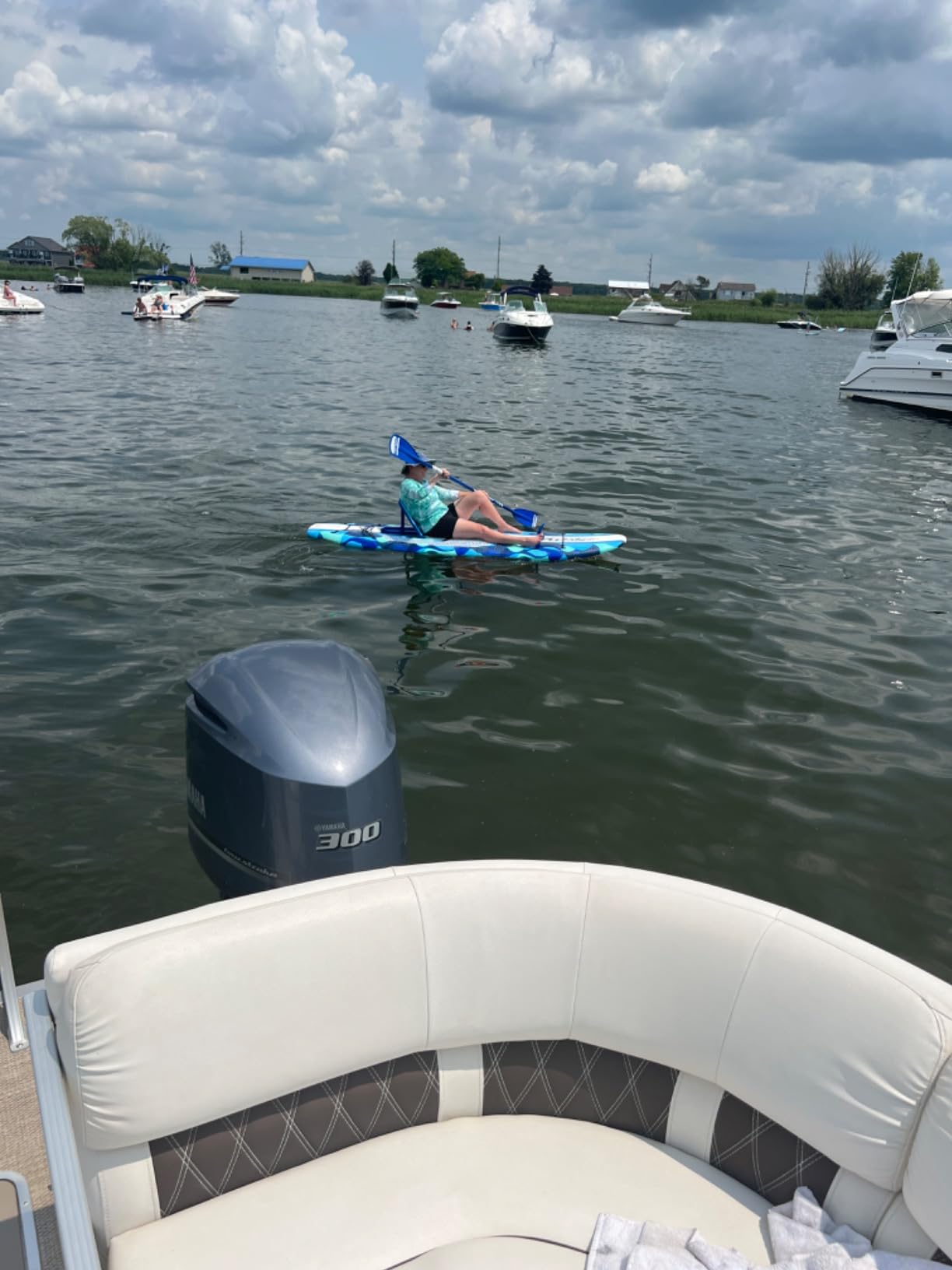 WAVESTORM 9ft6 SUP Kayak Hybrid Stand Up Paddleboard Foam Soft Top SUP for Adults and Kids of All Levels of Paddling Kayak, Blue customer photo 2