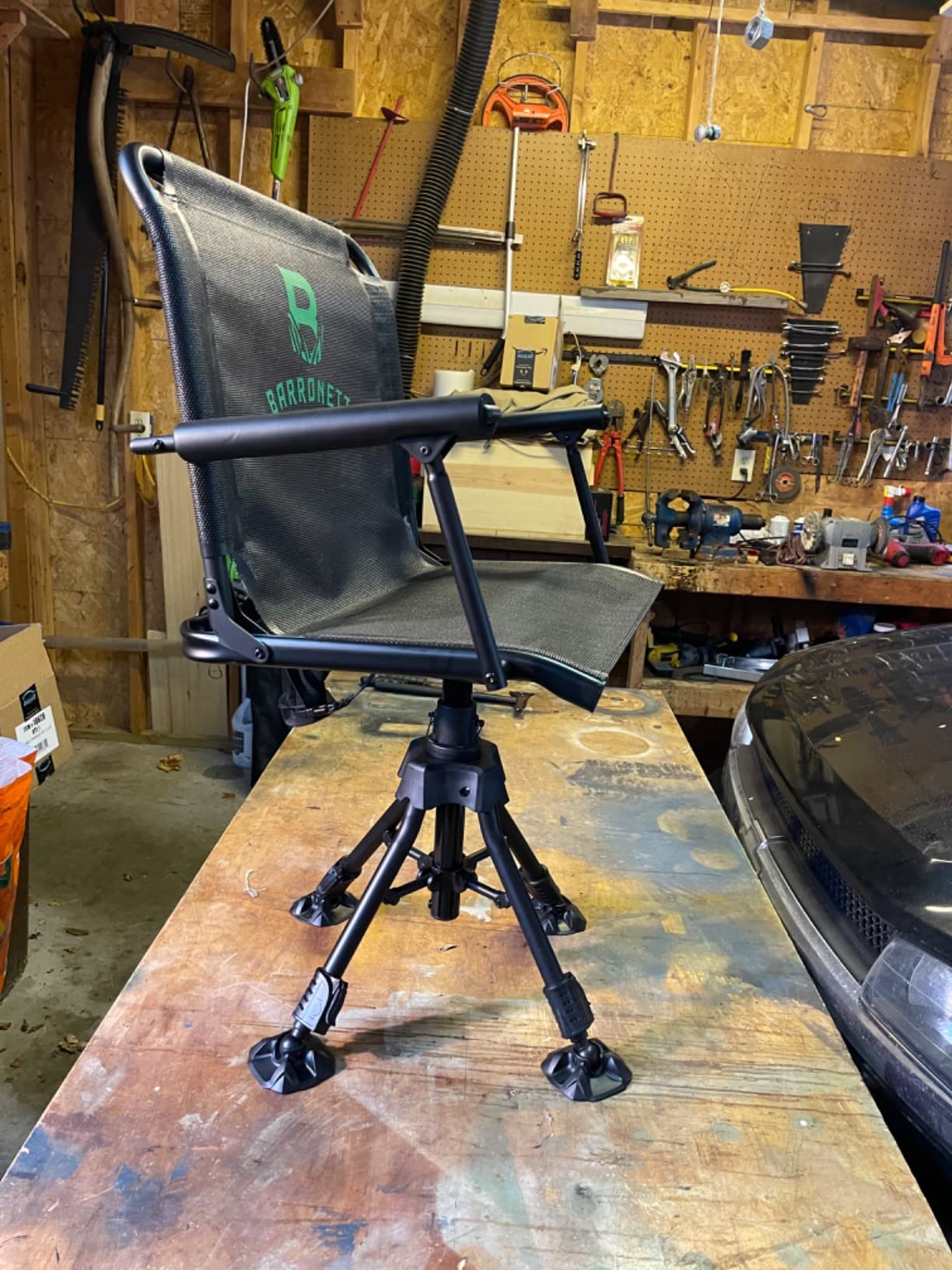 Barronett Blinds 360 Deluxe Wide Chair, Silent 360-degree Swivel Hunting Chair, Extra-Wide, Comfortable TearTuff Mesh Seat, Adjustable Height, 350 lb. Capacity, Black, BC107 customer photo 1