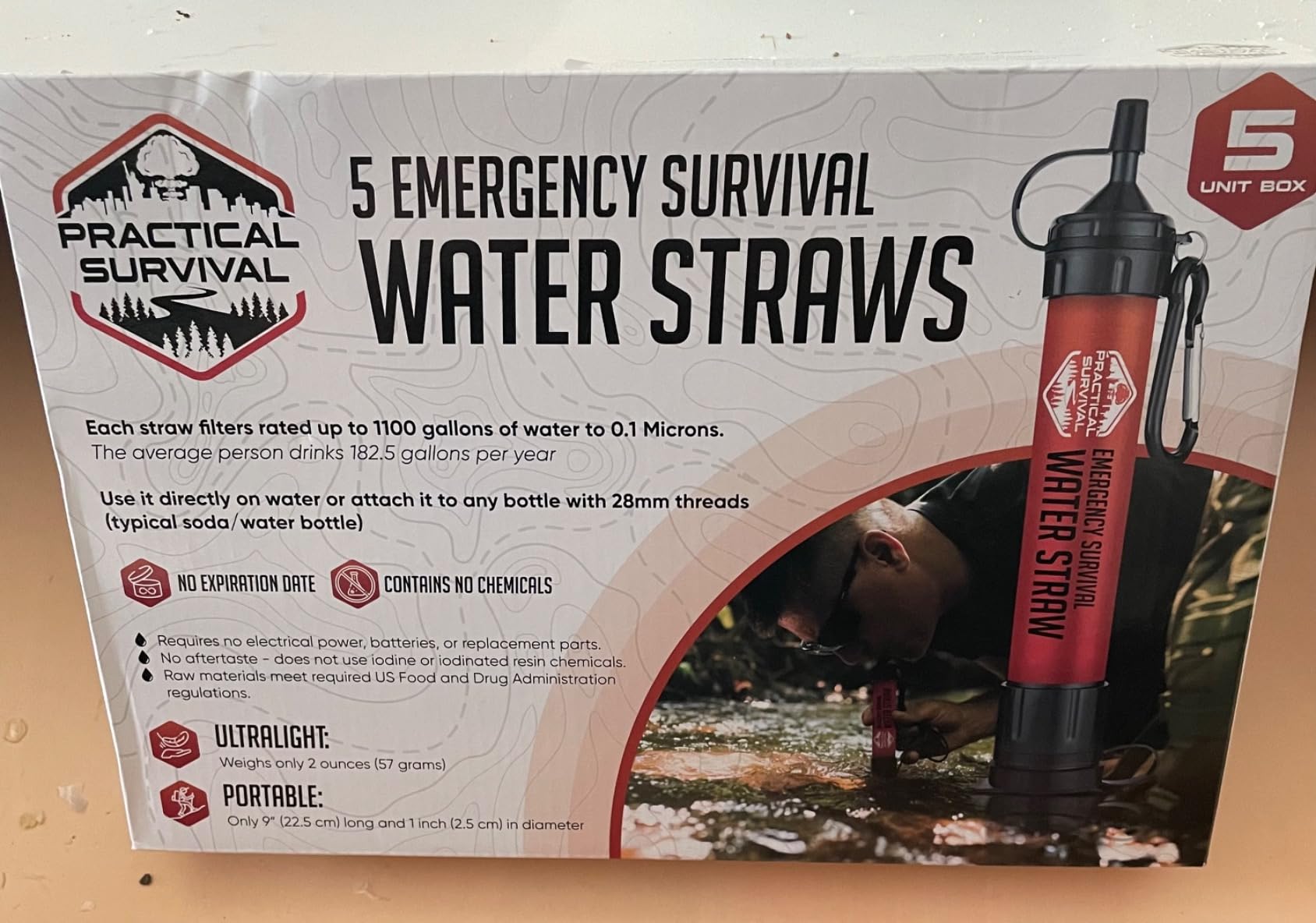 5 High-Capacity Emergency Water Straws - Lightweight, Reusable, 1800-gallon Filters for Camping, Hiking, Travel, Biking, Survival, and Emergency Preparedness customer photo 1