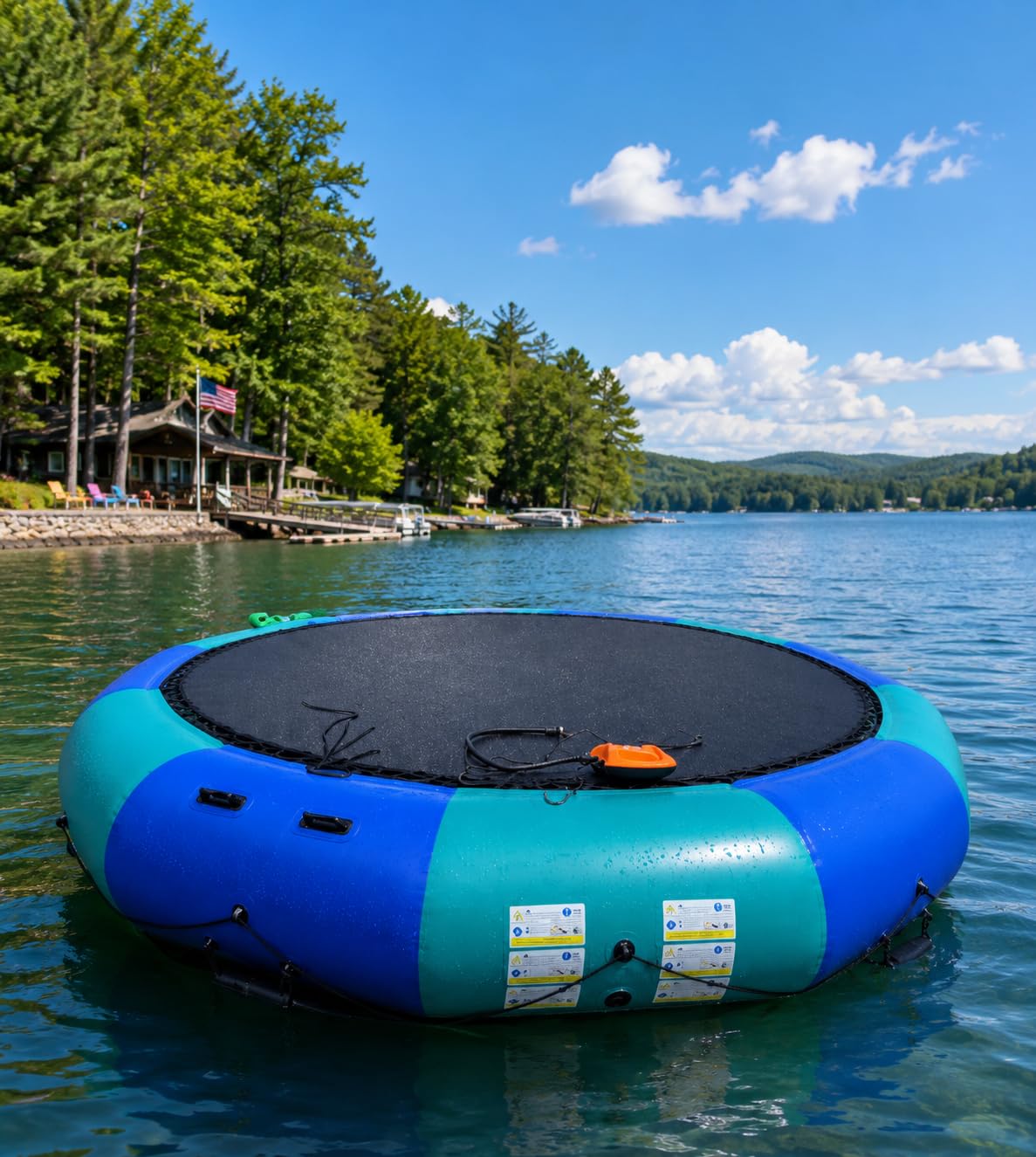 Goplus Inflatable Water Trampoline, 10FT/12FT/15FT Recreational Water Bouncer w/Electric Inflator, Rope Ladder, Mooring Ropes, Anchor, Adults Youth Bounce Swim Platform for Lakes, Pools customer photo 2