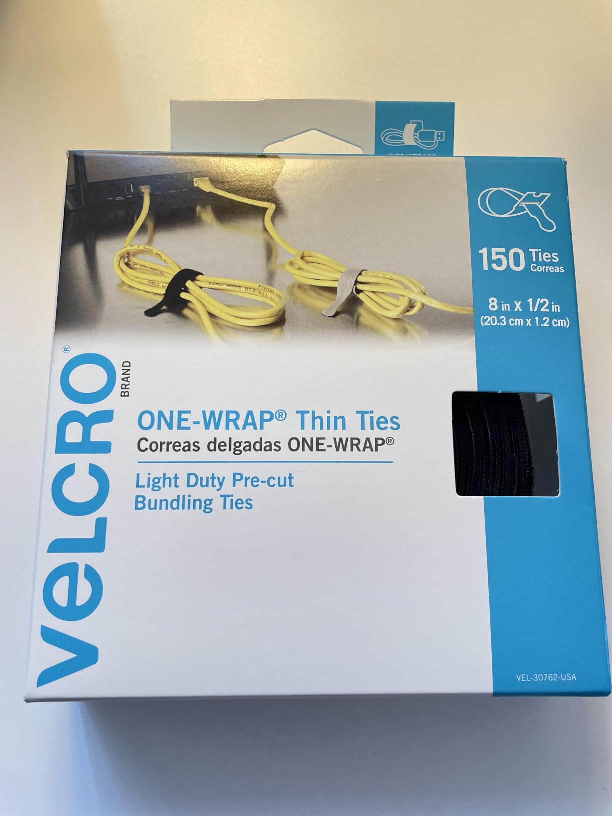 VELCRO Brand Reusable Cable Ties, Cord Management, 8in, Black, 150 Pack customer photo 2