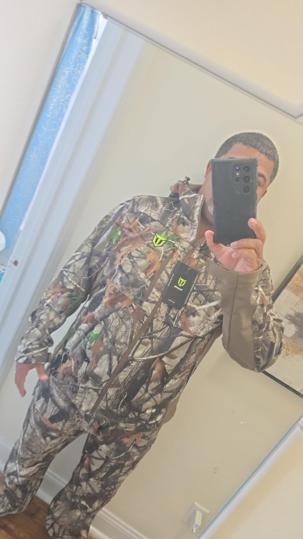 TIDEWE Hunting Clothes for Men with Silent Fabric & Fleece Lining | Water-Resistant Hunting Jacket and Pants, Safety Harness Opening & Functional Pockets, Next Camo G2 customer photo 2