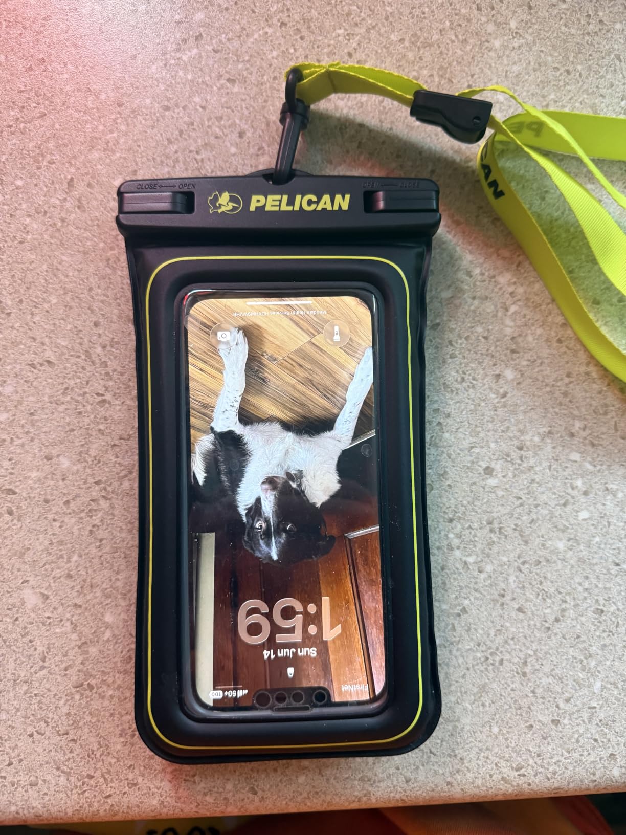 Pelican 2 Pack Marine Waterproof Phone Pouch (Regular) - Black/Hi-Vis Yellow | Touchscreen IP68 Floating Waterproof Phone Case w/Detachable Lanyard customer photo 1