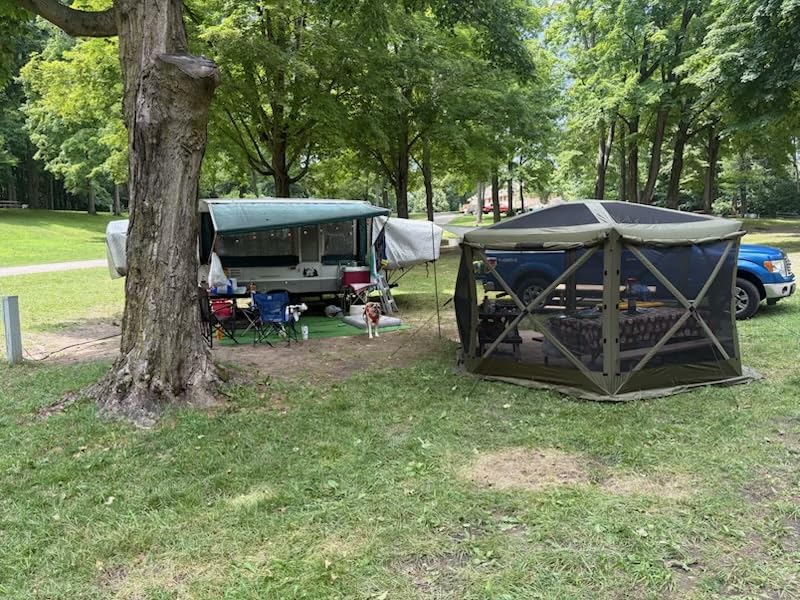 VEVOR Camping Gazebo Screen Tent, 12x12ft, Brown/Beige | 6 Sided Pop-up Canopy, Mesh Windows, Portable Carry Bag & Stakes, Large Shade for Outdoor Camping customer photo 2