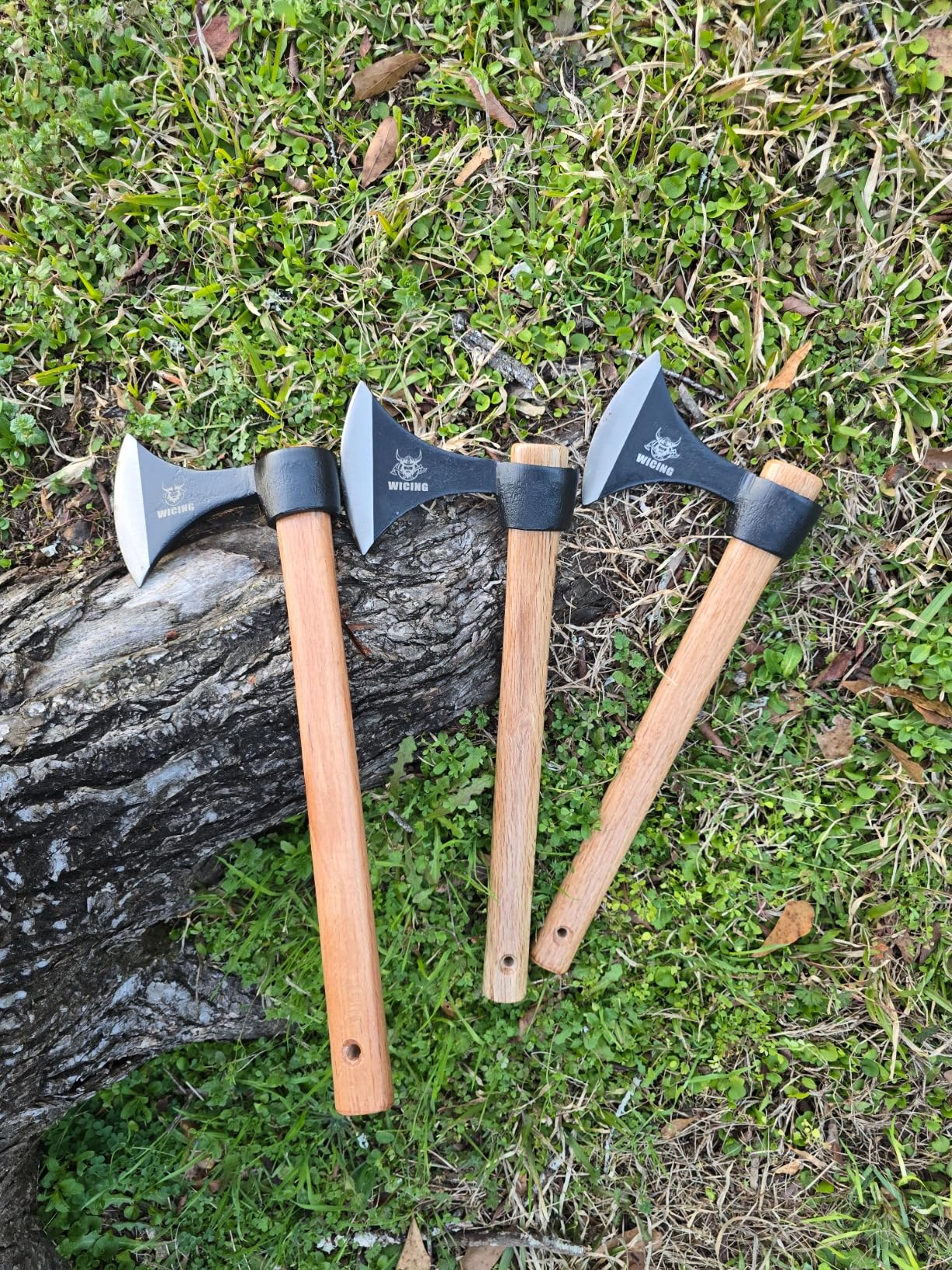 Throwing Axes 3 Pack, 16.2-inch Throwing Tomahawks High Carbon Steel & Wooden Handle, for Axe Throwing Recreation and Competition customer photo 1