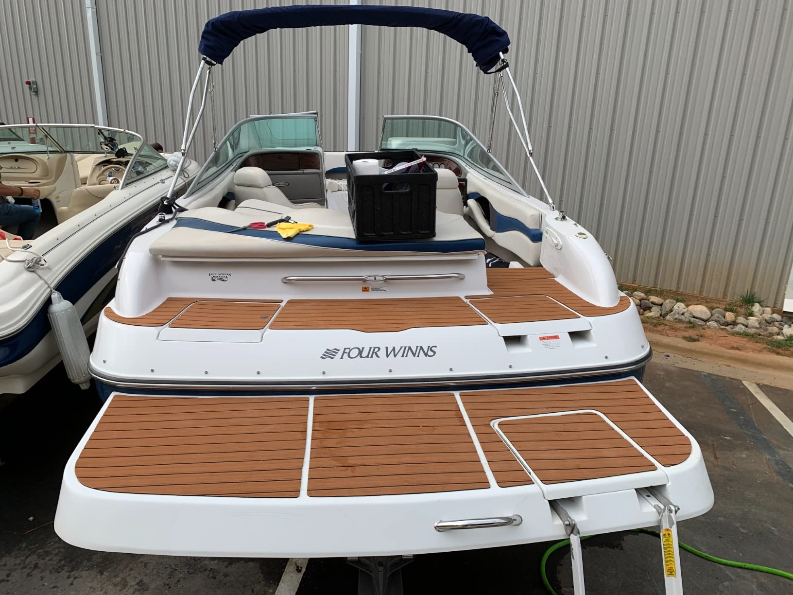 KXKZREN Boat Flooring EVA Foam Decking Sheet Faux Teak Marine Mat Non-Slip Boat Carpet Self-Adhesive Flooring for Jon Boats Motorboat RV Yacht Kayak Swim Platform customer photo 1