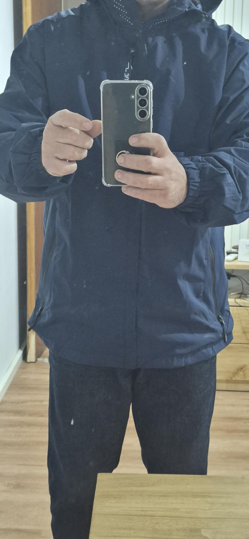 Men's Lightweight Waterproof Rain Jacket, Shell Hooded Outdoor Raincoat Hiking Windbreaker customer photo 1