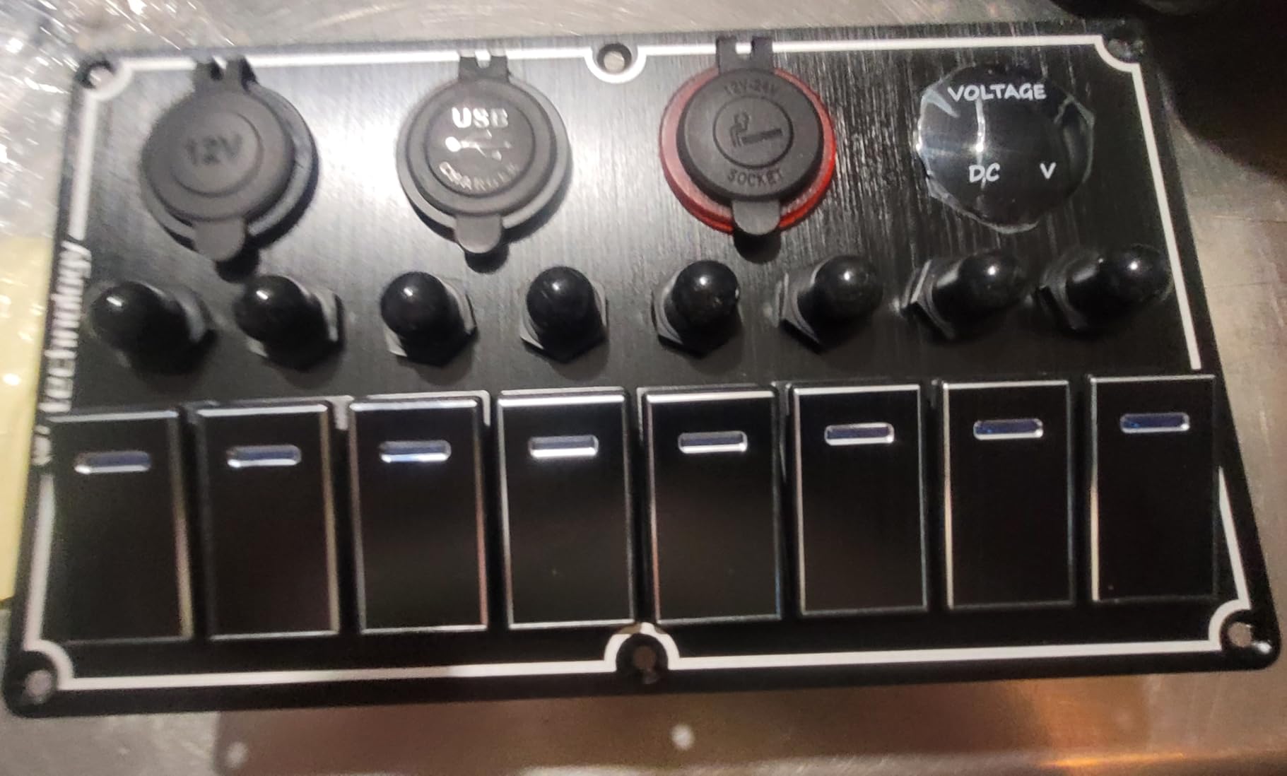 Marine Switch Panel Waterproof,8 Gang Boat Rocker Switch Panel,Multi-Function Toggle Light Switch Panel with Dual USB and Voltmeter Panel for RVs, Cars, Boats, Trucks,Trailers - 12-24V customer photo 2