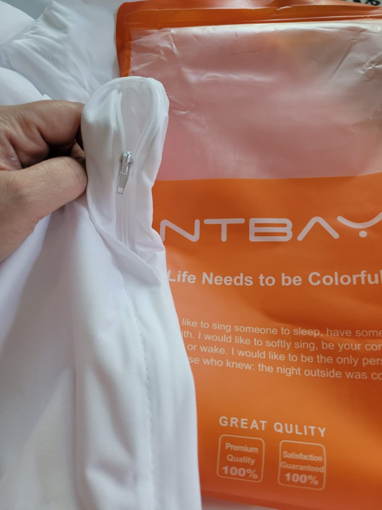NTBAY Waterproof Standard Pillow Protectors, 4 Pack, White | Quiet Jersey Knit Protectors with Waterproof TPU Layer and Zipper, Set of 4, 20 x 26 Inch Pillow Covers, Pillows Not Included customer photo 1
