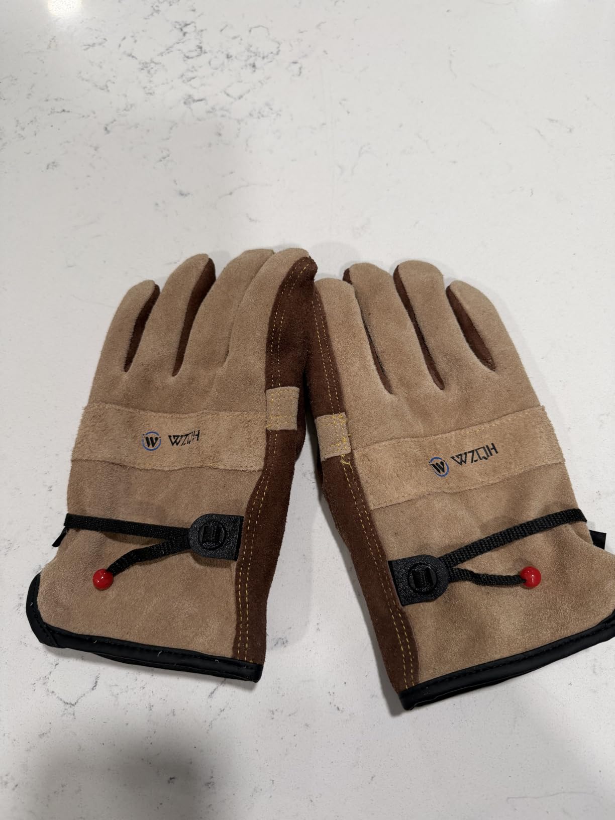 WZQH Leather Work Gloves for Men or Women - Gardening, Welding, Construction, Cowhide, Soft Lining, Utility, Firm Grip, Durable customer photo 1