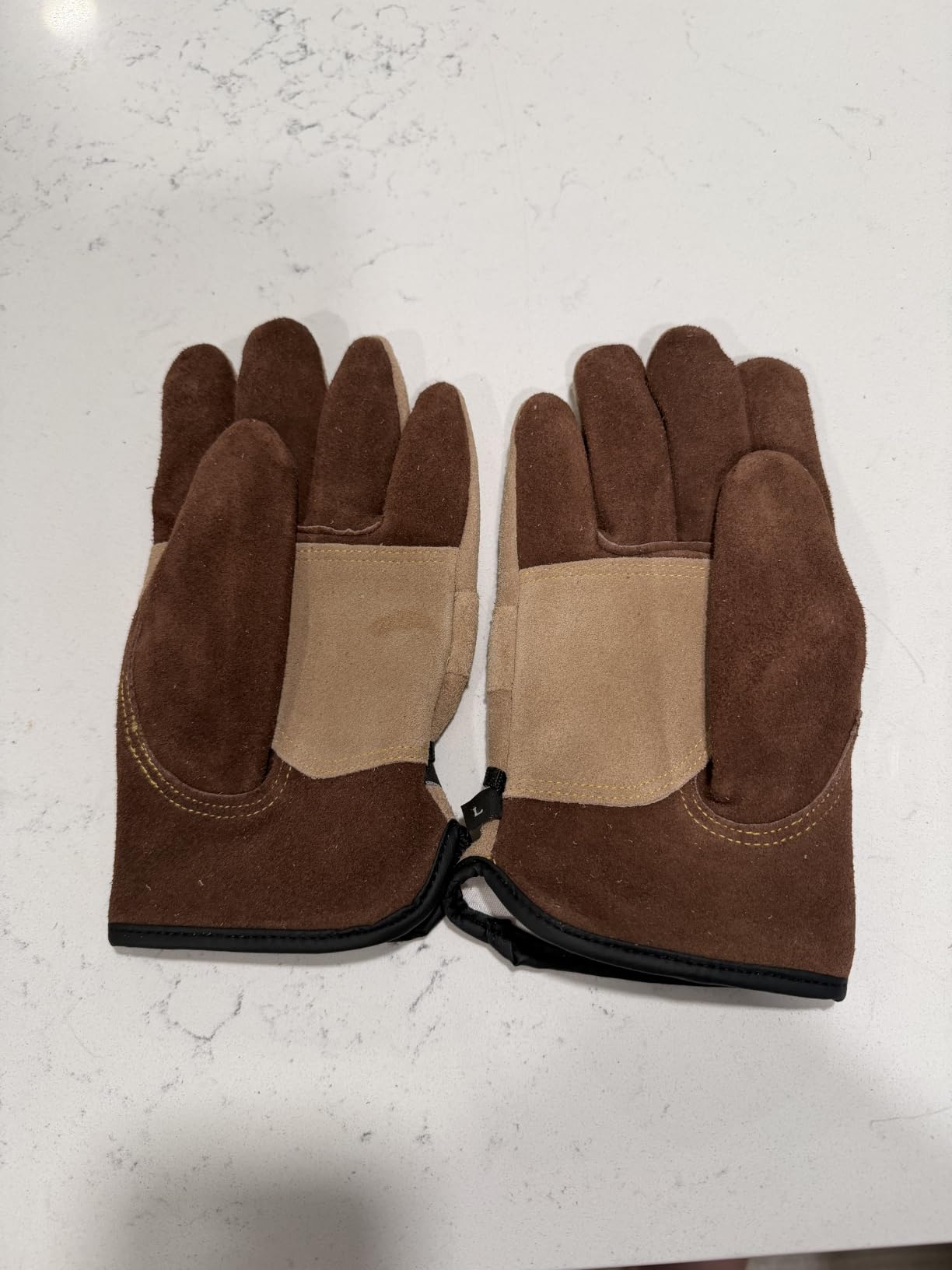 WZQH Leather Work Gloves for Men or Women - Gardening, Welding, Construction, Cowhide, Soft Lining, Utility, Firm Grip, Durable customer photo 2