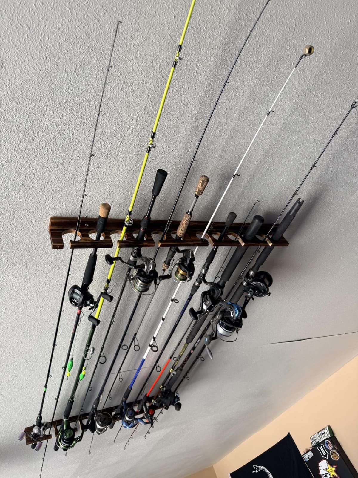Ghosthorn Fishing Rod Holder, Wall or Ceiling Mounted Pole Rack Garage | Fishing Rod Rack Holds Up to 6 Rods, Fishing Pole Holder with Wall or Ceiling Mount Design for Garage Storage Organizer customer photo 1