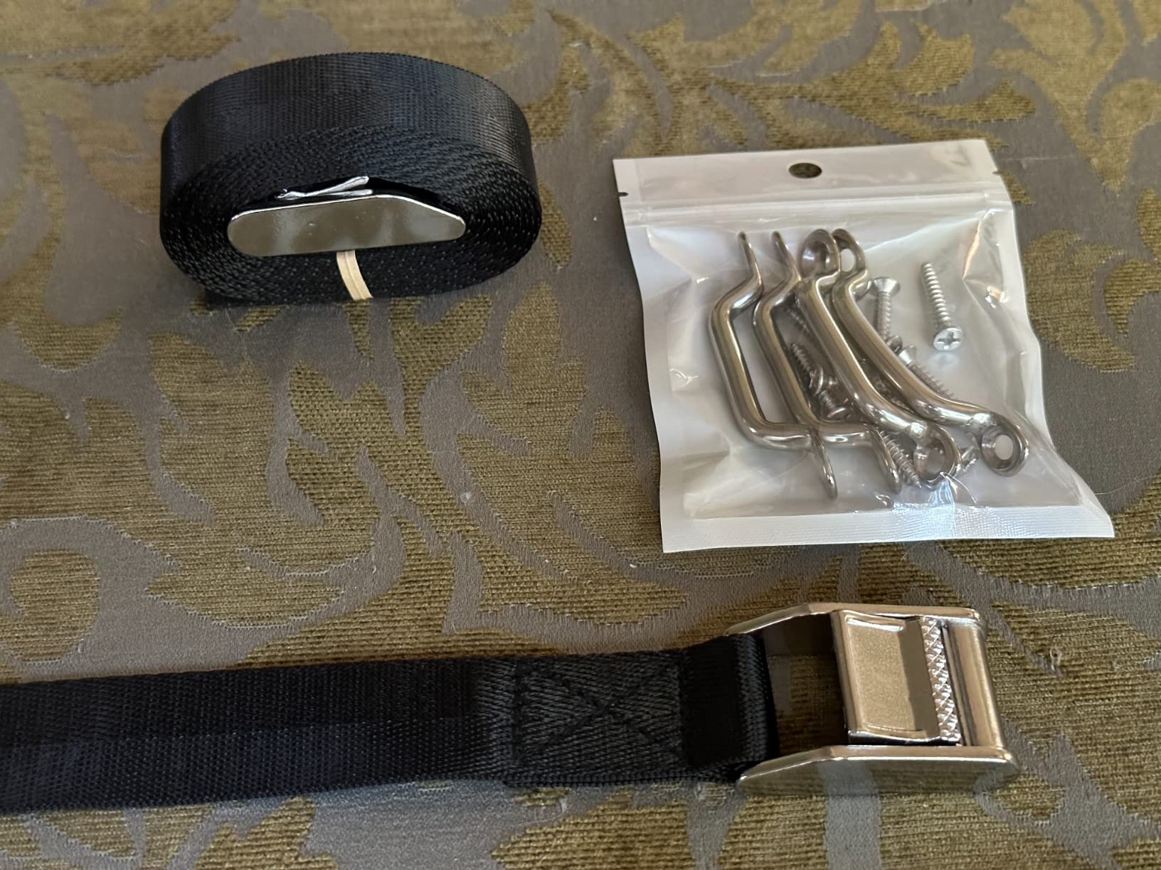 Marine Cooler Tie Down Kit, Heavy Duty Stainless Steel Battery Tie Down Straps with Stainless Brackets Footman Deck Loop and SS Screws Used for Gas Fuel Tank, Cooler YETI RTIC RV TV 2 Pcs customer photo 1
