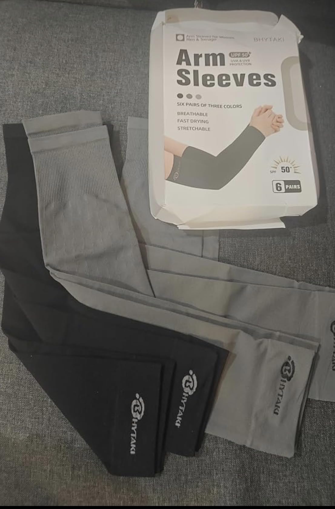 BHYTAKI UV Sun Protection Arm Sleeves, UPF 50 Sports Cooling Arm Compression Sleeves for Men Women Teenager customer photo 1