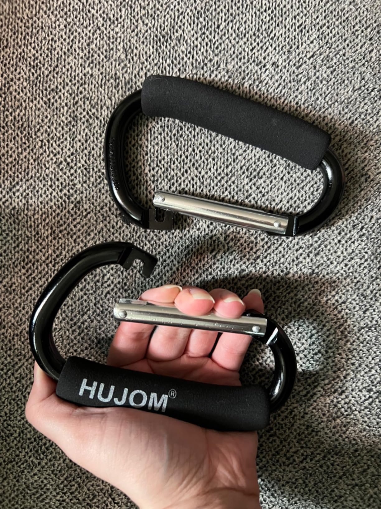 Stroller Hooks 2 Pack Heavy Duty Large Carabiner Clips for Bags & Baby Gear | Universal Fit, Hang Diaper, Purse, Grocery & Shopping Bags, Mommy Accessories, Backpack, Camping, Hiking, Travel, Moms gift customer photo 1
