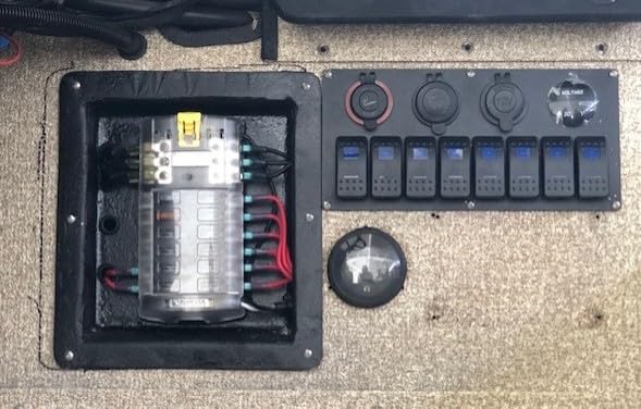 RVBOATPAT Marine Boat Switch Panel Waterproof 8 Gang 12V Rocker Switch Panel 12 Volt Toggle Switch Panel Blue LED Lighted for Automotive Car Truck customer photo 1