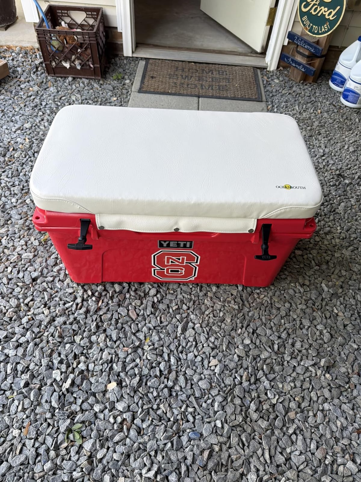 Oceansouth Seat Cushions for Yeti Coolers (Press Stud Fittings) (White, YETI 35) Camping yeti seat Cushion Handle Beach Chair ice Box chests and Coolers Foam Cooler Boat Seats customer photo 1