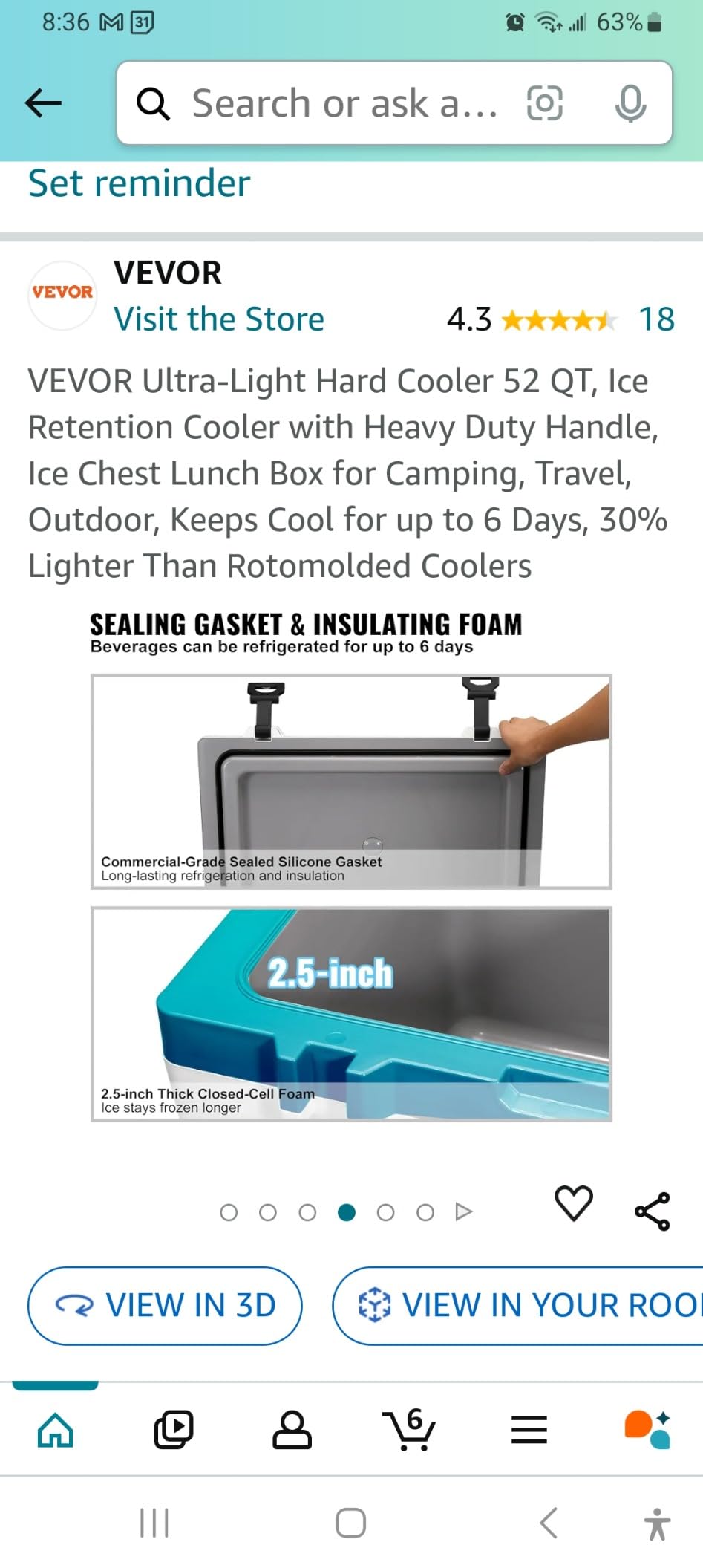 VEVOR Portable Cooler, Hard Cooler with Ice Retention, Heavy-Duty Handles and Strap, Lightweight Rigid Material Insulated Portable Cooler, Suitable for Family Picnics and Short Trips customer photo 1