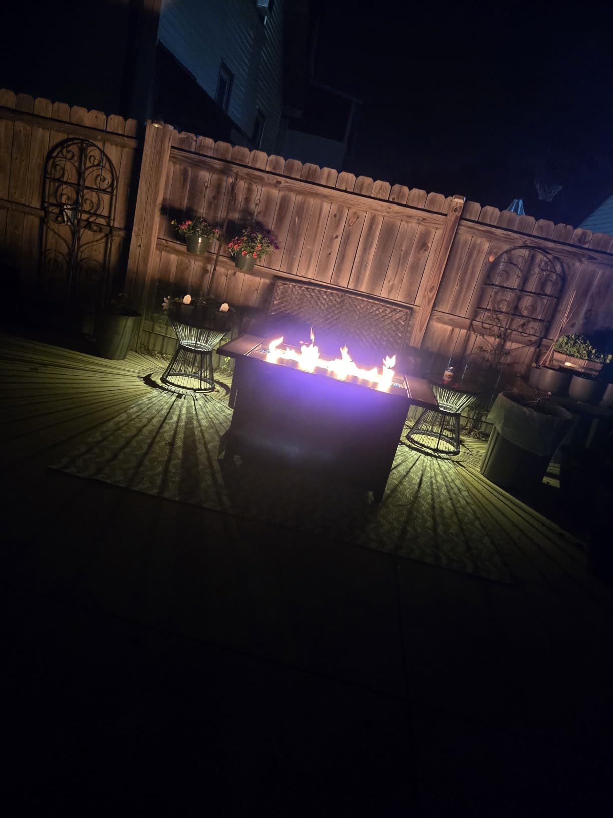 45in Fire Table, Propane Fire Pit with Glass Wind Guard and Rain Cover, Outdoor Firepit Table 50000 BTU 3-in-1 Fire Table for Patio/Yard/Balcony, Gray Tabletop customer photo 1
