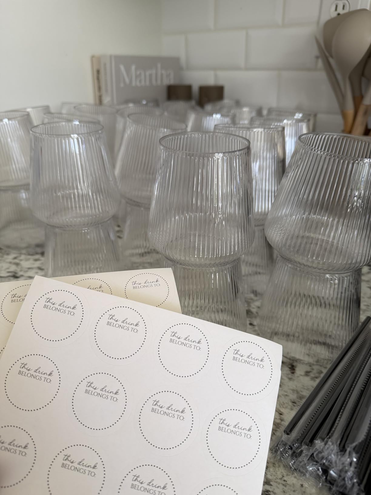 40 Pack 12oz Ribbed Stemless Disposable Plastic Wine Glasses, Shatterproof | BPA-Free Recyclable Reusable Cocktail Champagne Whiskey Cups, Unbreakable Clear PET for Wedding Party Birthday Outdoor Events customer photo 2
