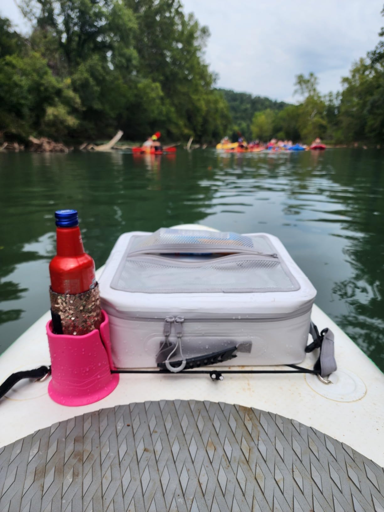 Floatsup Paddle Board Cup Holder - Neon Pink | Works with SUP & Kayak, Fits Cans and Bottles Up to 3
