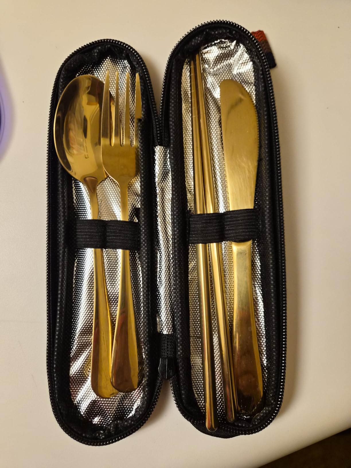 Travel Utensils with Case, Quatish Portable Silverware Set for Work, Stainless Steel Reusable Travel Cutlery Set, Fork and Spoon Set for Camping, Picnic, Gadgets, Lunch Box for Men, Black customer photo 1