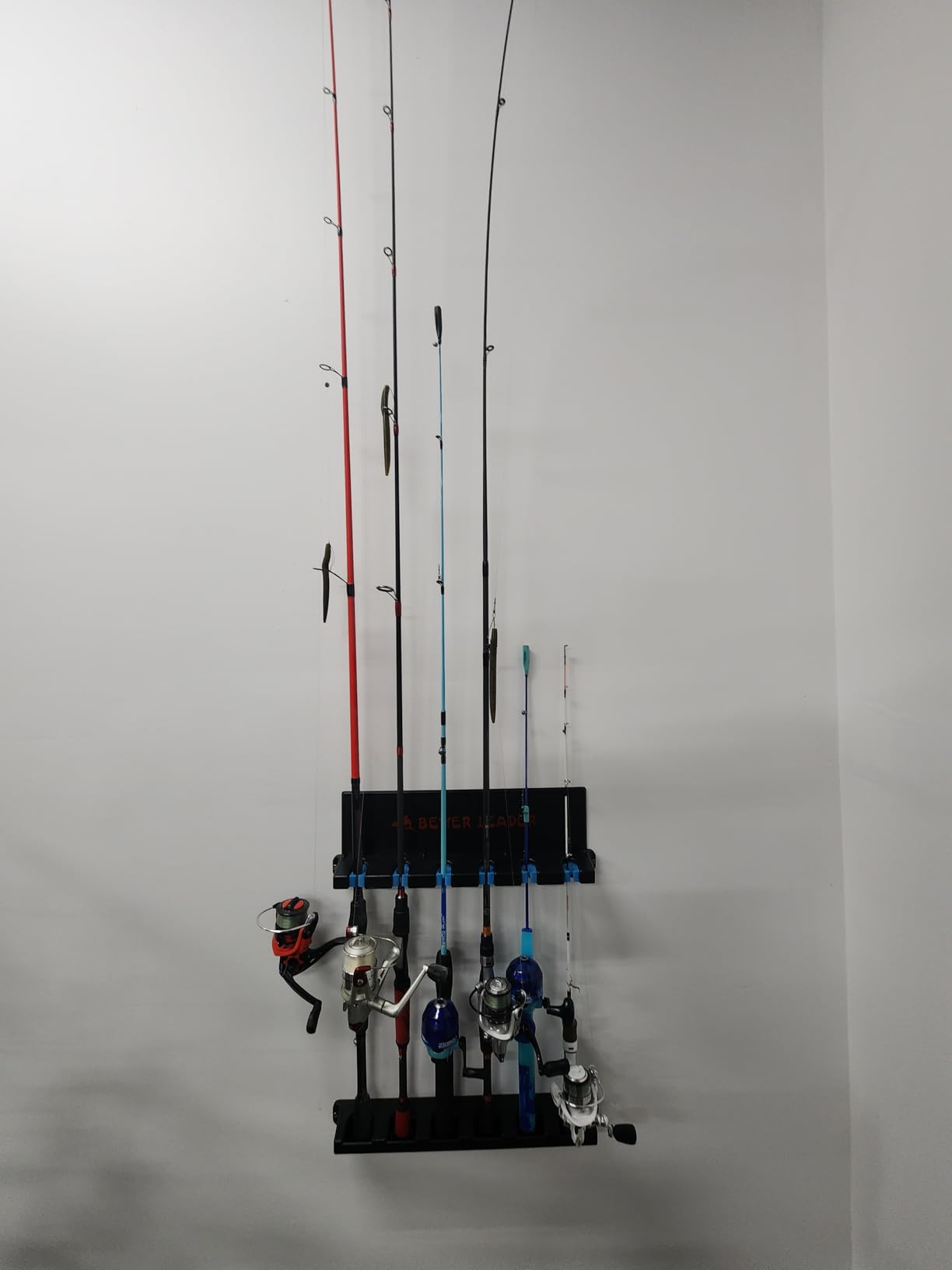 2 Pack Vertical Fishing Rod Holder for Garage, BETTER LEADER Fishing Pole Holders - Holds Up to 12 Rods or Combos, Wall Mount Fishing Pole Rack, Fits Most Rods of Diameter 3-19mm, Fishing Gifts for Men customer photo 1
