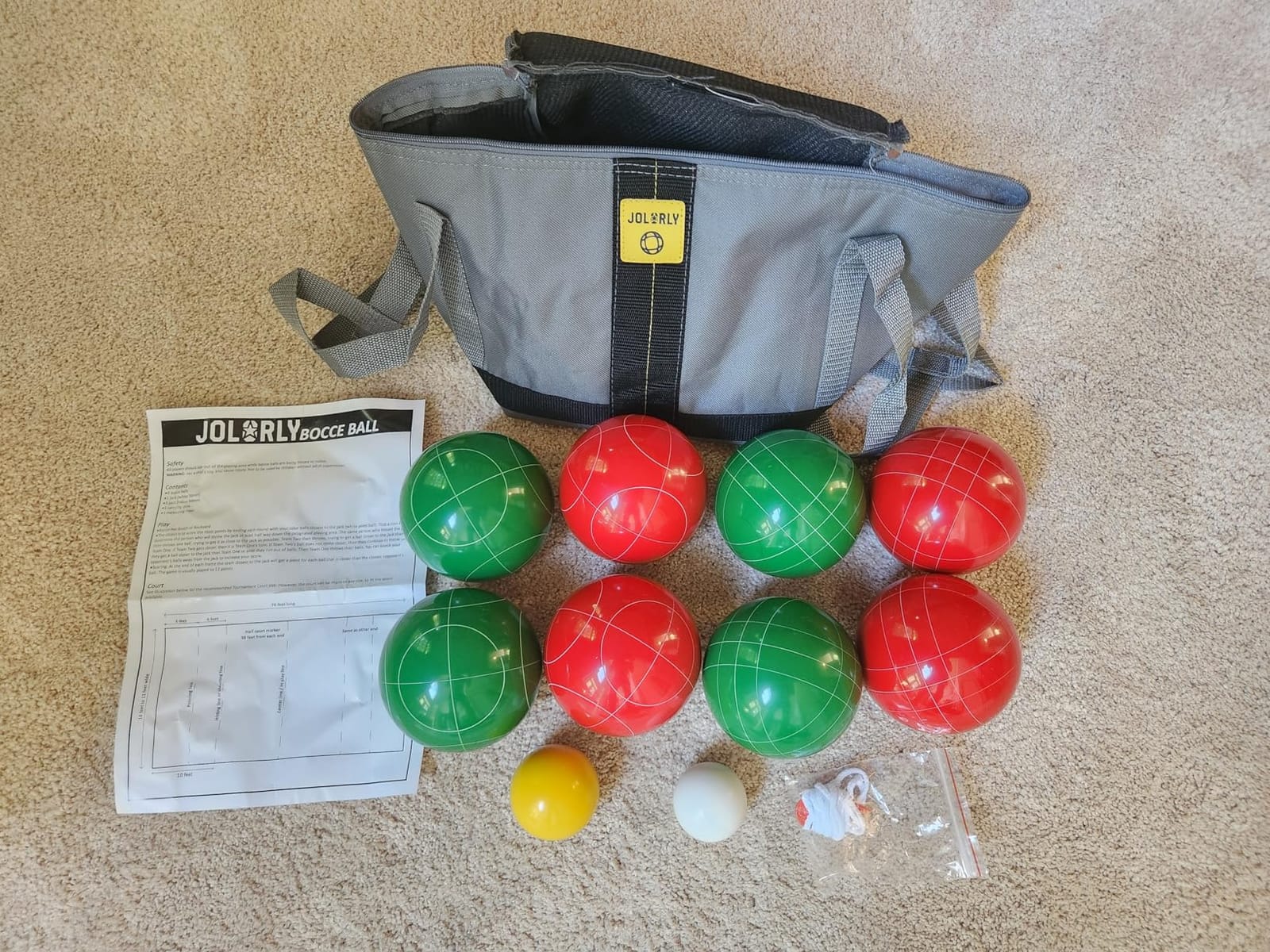 Professional Grade 107mm Bocce Ball Game Set Regulation Size and Weight 920g for Official Tournaments (Red and Green) customer photo 1
