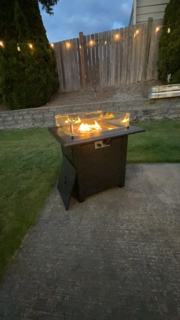Verdeluxe 28 Inch Propane Fire Pit Table 50,000 BTU Outdoors | Steel Gas Fire Pits with Lid and Lava Rocks,Firepit Table Gatherings, Propane Firepits for Outside Paito Backyard customer photo 1