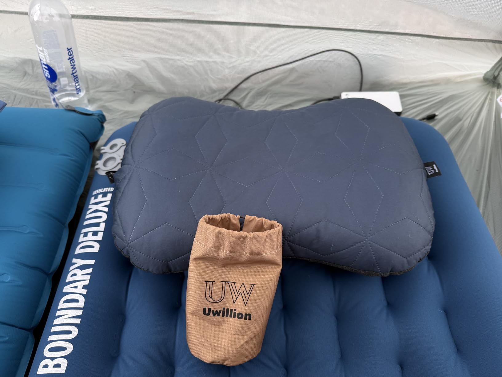 UWILLION Inflatable Camping Pillow with Removable Washable Cover, Ultralight Compact Air Pillow for Backpacking, Hiking, Travel & Camping, Ergonomic Neck and Lumbar Support Blow Up Pillow - Grey customer photo 1