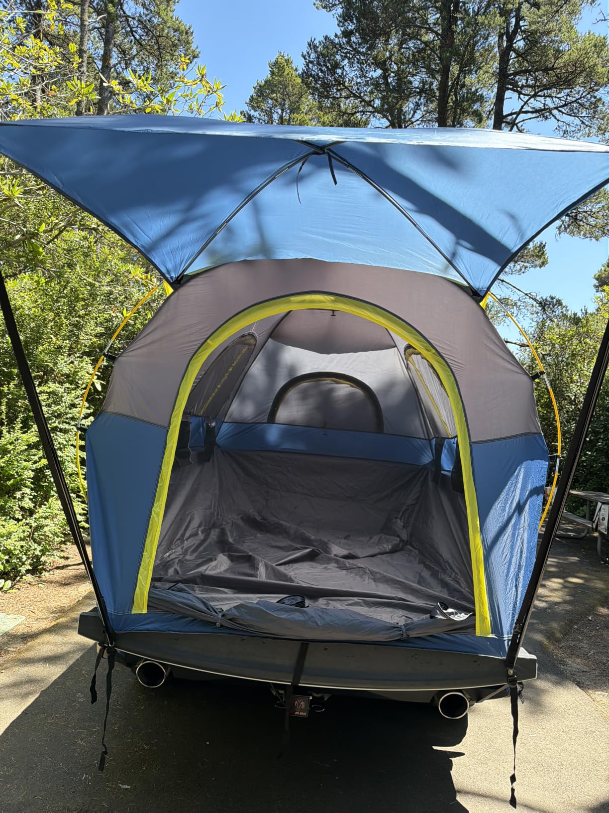 Truck Bed Tent with Awning: 6.4-6.7FT PU3000mm Waterproof Tailgate Pickup Truck Tents, Easy Set-up for 2 Person, Fits Full Size Short Bed, Chevy, Dodge, Ford, GMC, Green customer photo 1