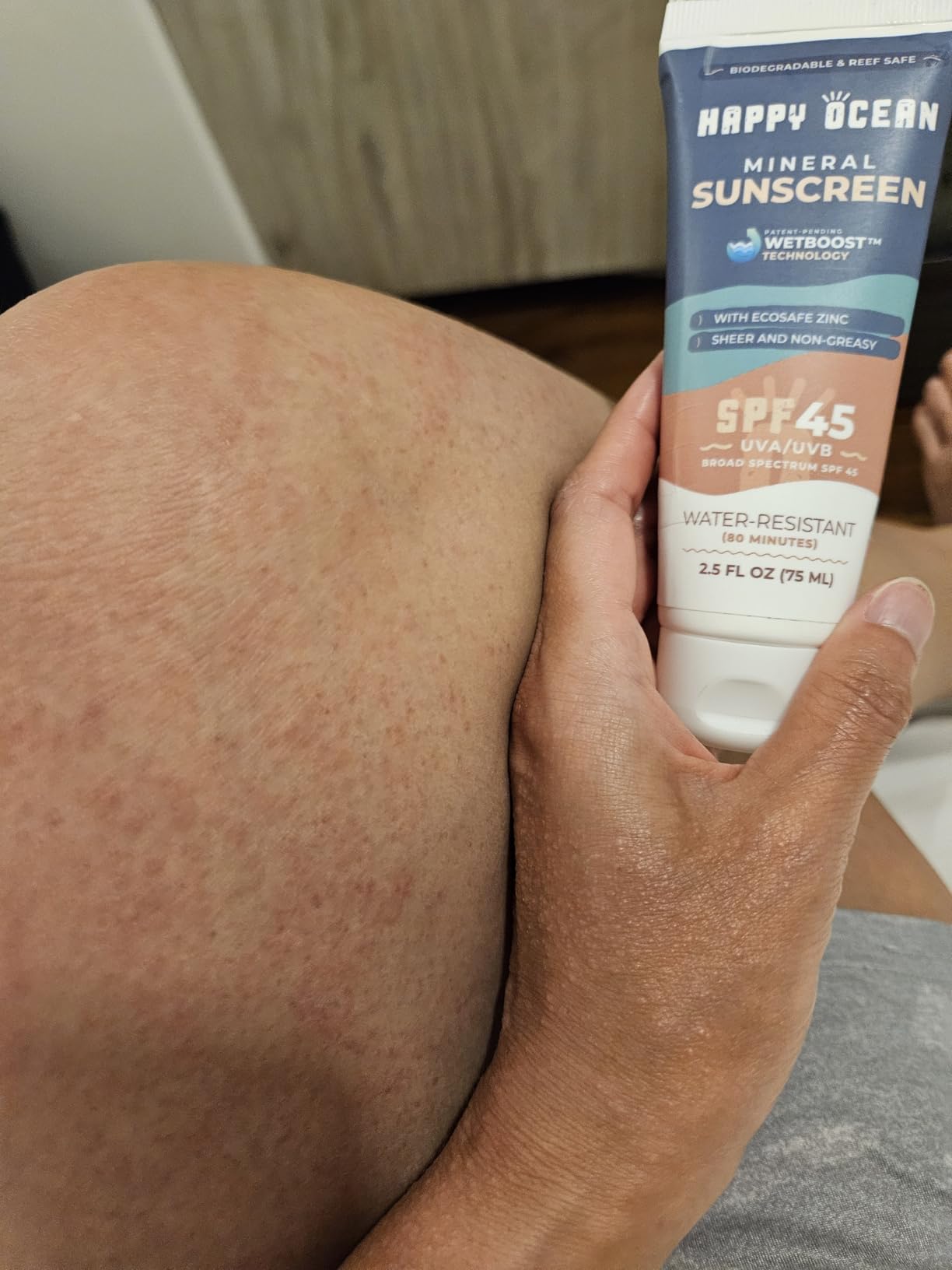 Happy Ocean Reef Safe Mineral Sunscreen SPF 45, Non-Nano Zinc Oxide, 2.5 oz | Beach and sport protection that stays on in water, Water Resistant 80 Min customer photo 1