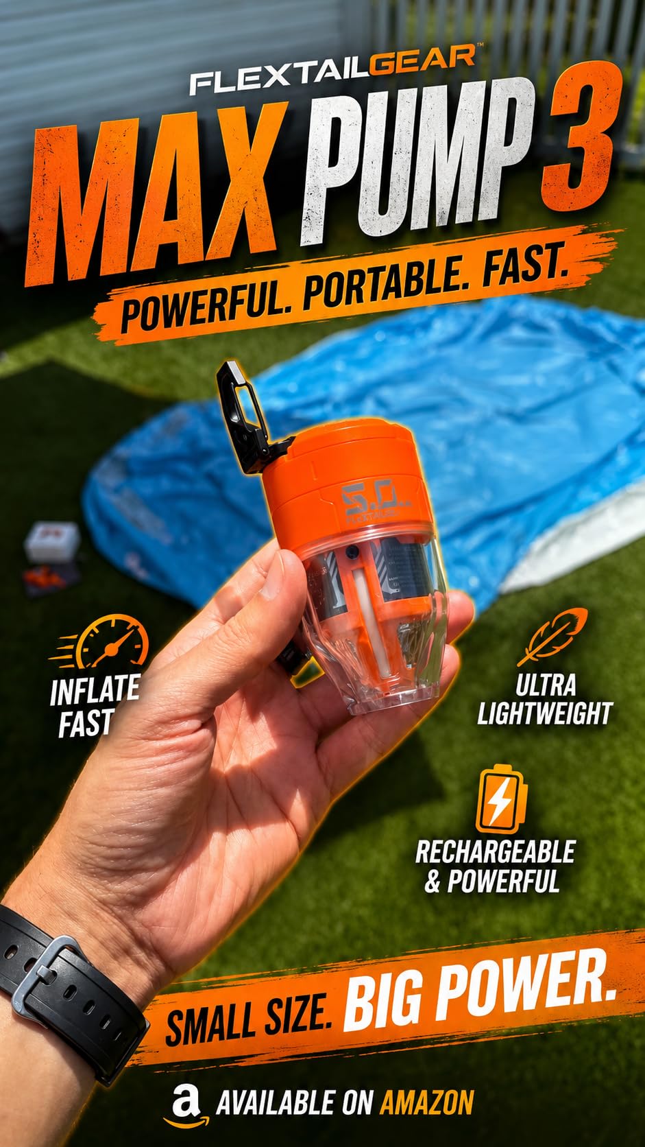 FLEXTAILGEAR Max Pump 3 Air Pump for Inflatables, 5Kpa Portable Air Pump, 500L/min Air Mattress Pump with Camping Light, Electric Pump for Inflatable Pillows Swim Rings Air Mattresses Air Bed Boats customer photo 1