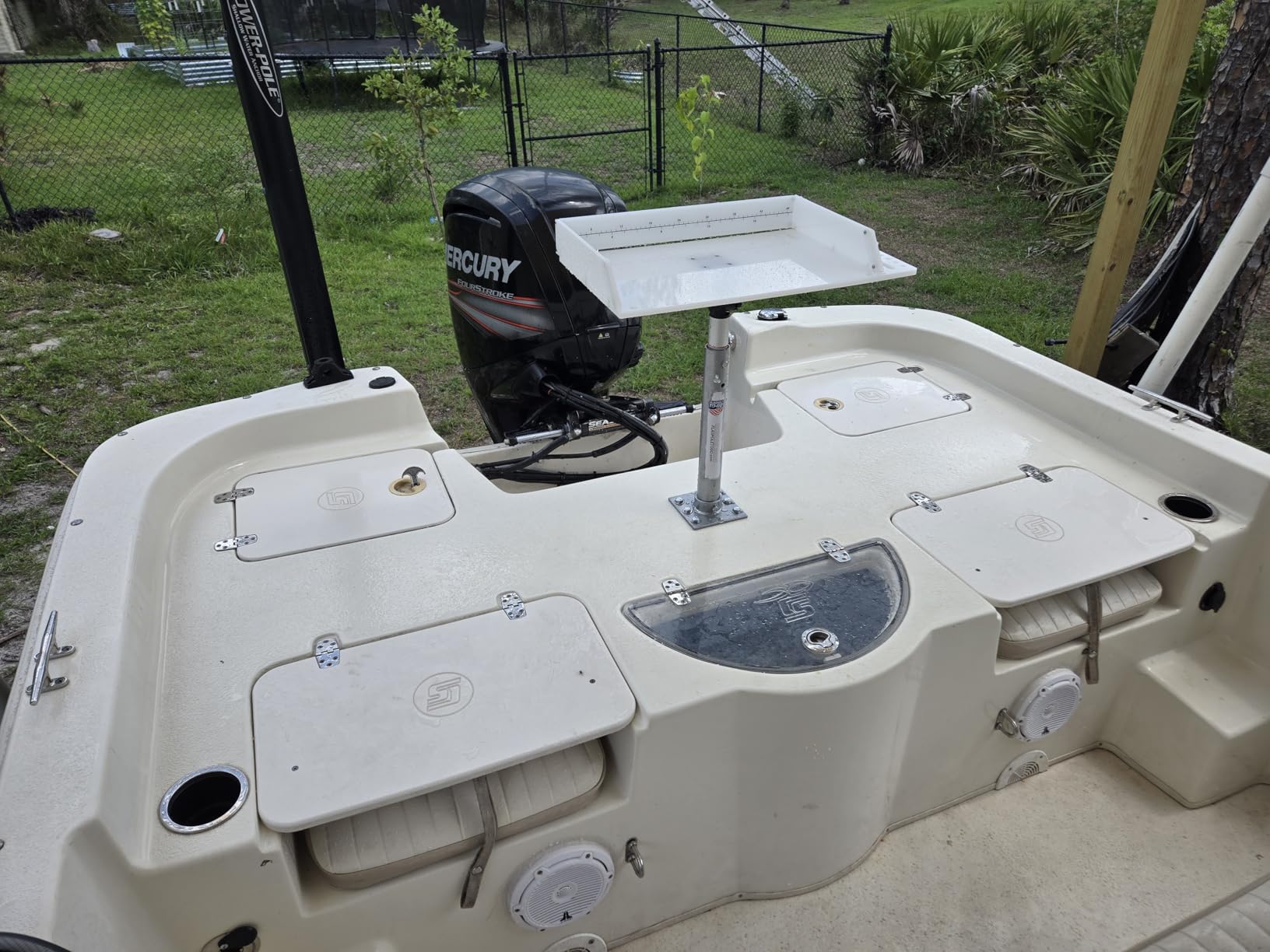 Bait Cutting Board for Boat, Bait Table Filet Board with Separate Tool Slots, 360° Adjustable Rod Holder Fishing Fillet Table with Scale, Extended Boat Fish Cleaning Table customer photo 2