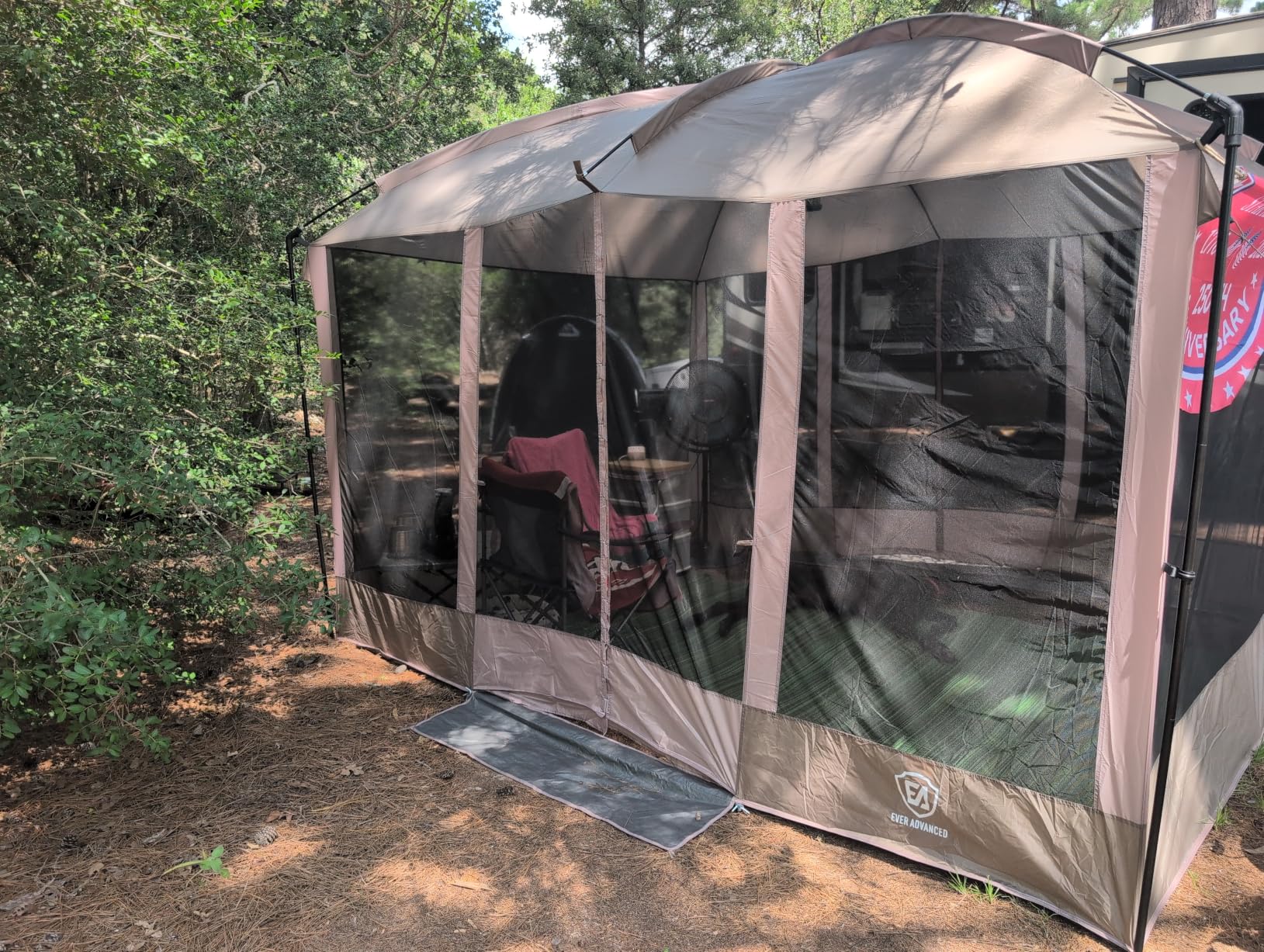 EVER ADVANCED Magnetic Screen House Room 11x9ft, Hands-Free Entry, Screenhouse with Sun Protection for Camping & Picnic, 11x9ft Camping Tent Canopy Shelter with Mesh, Brown customer photo 1