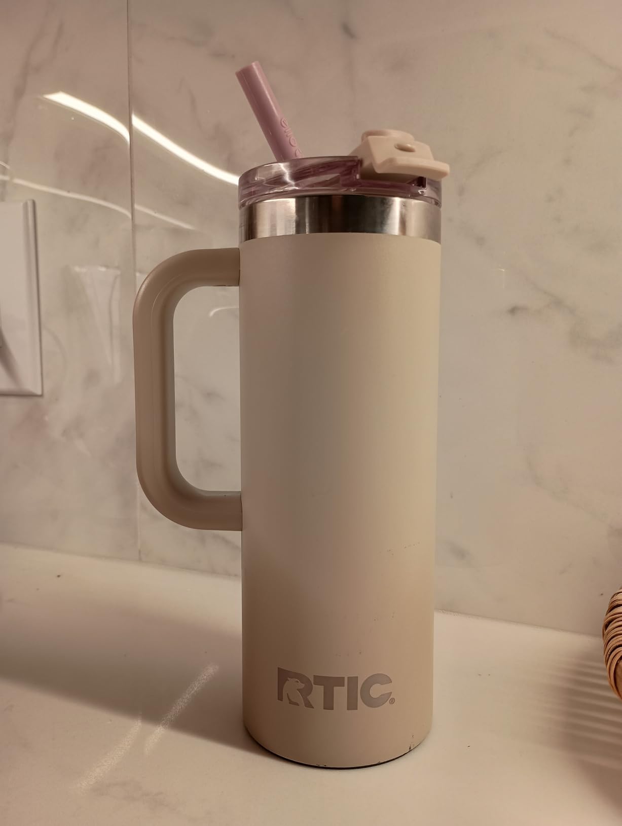 RTIC 16oz Road Trip Travel Mug with Lid and Handle, Ceramic Lined, Olive | Stainless Steel Metal, Insulated Travel Cup for Hot and Cold Drinks, Coffee, Car, Camping and Travel customer photo 2