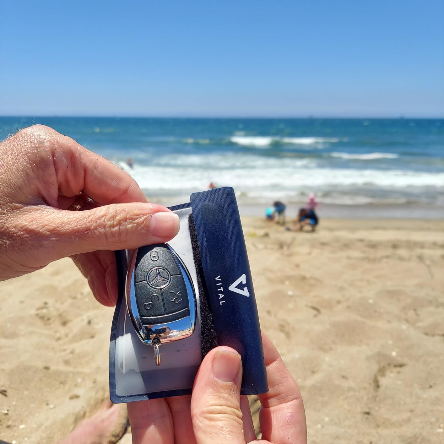 VITAL Waterproof Wallet for Swimming - Small Waterproof Key Holder Pouch - Submersible, Floating, Rain & Water Proof Surfing Car Key Fob Case Dry Bag with Wrist Ankle Strap customer photo 1