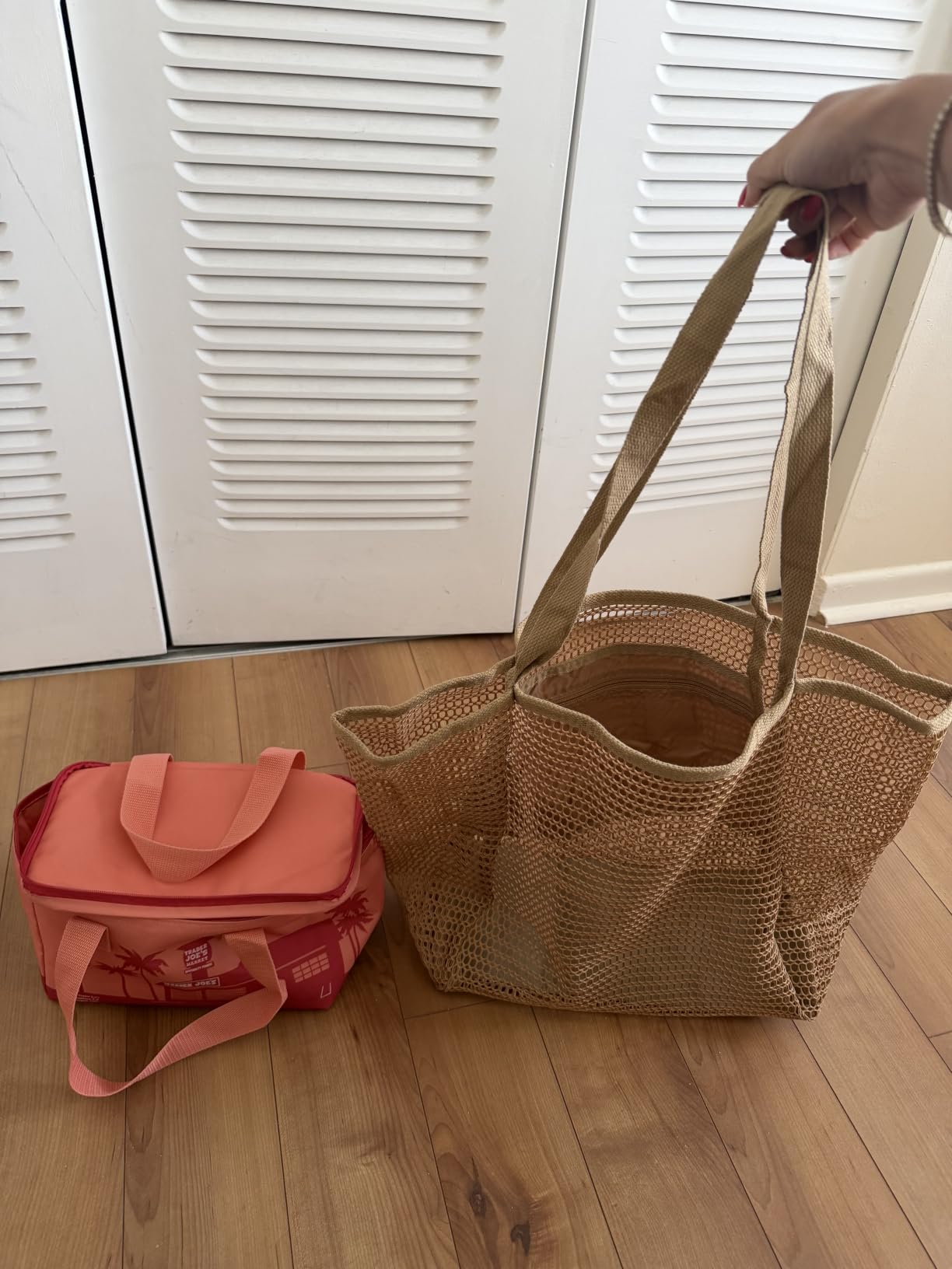 HOHOM Beach Bags for Women, Summer Travel Mesh Tote Bag with Large Inner Pocket, Sandproof Woven Shoulder Handbag customer photo 1