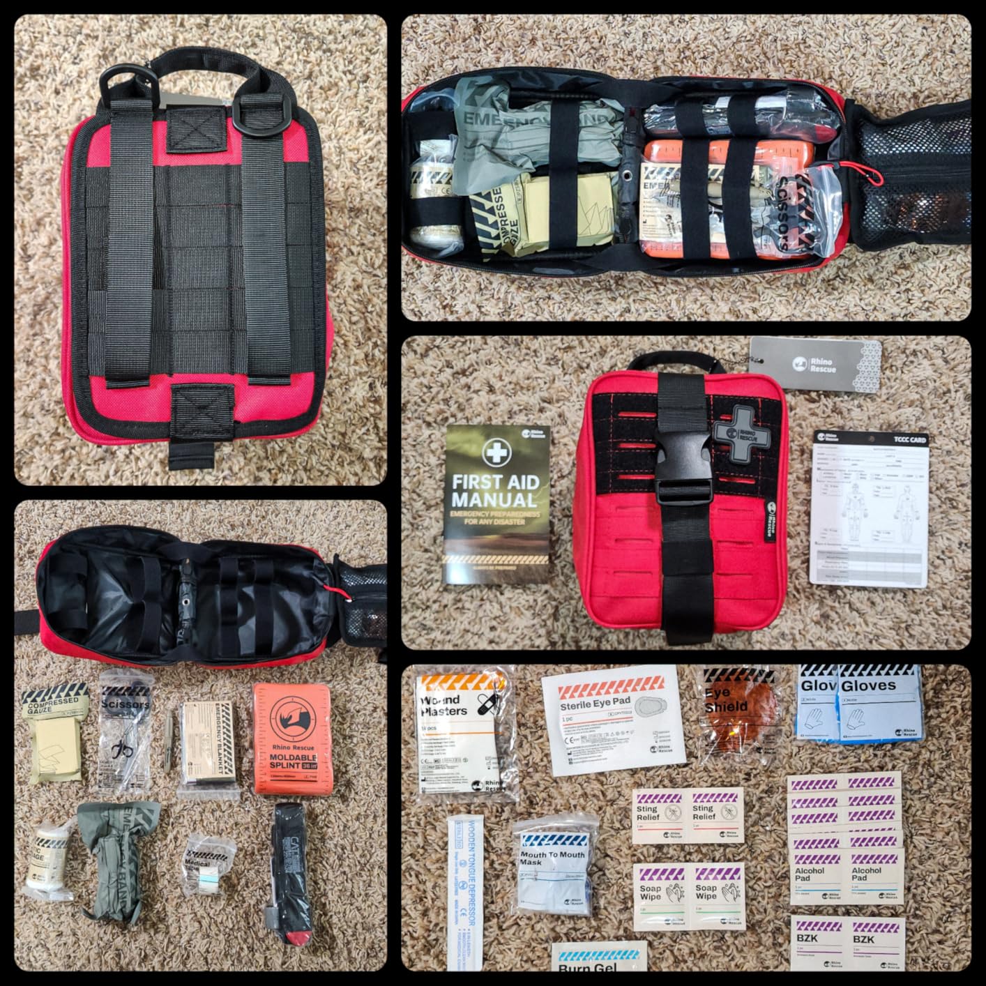 RHINO RESCUE IFAK Trauma Kit with C-A-T Tourniquet for Wound Care, Tactical First Aid Kit Molle Pouch for Military, Combat, Car, Camping, Hiking, Travel (Black) customer photo 1