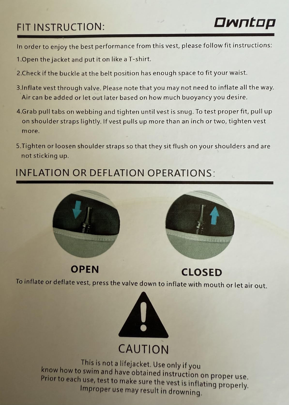 Owntop Inflatable Snorkel Vest for Adult Snorkeling Vests for Men Women Water Sport Swim Vest for Snorkeling, Kayaking, Swimming, Paddleboarding, Portable Swim Jacket with Pockets customer photo 2
