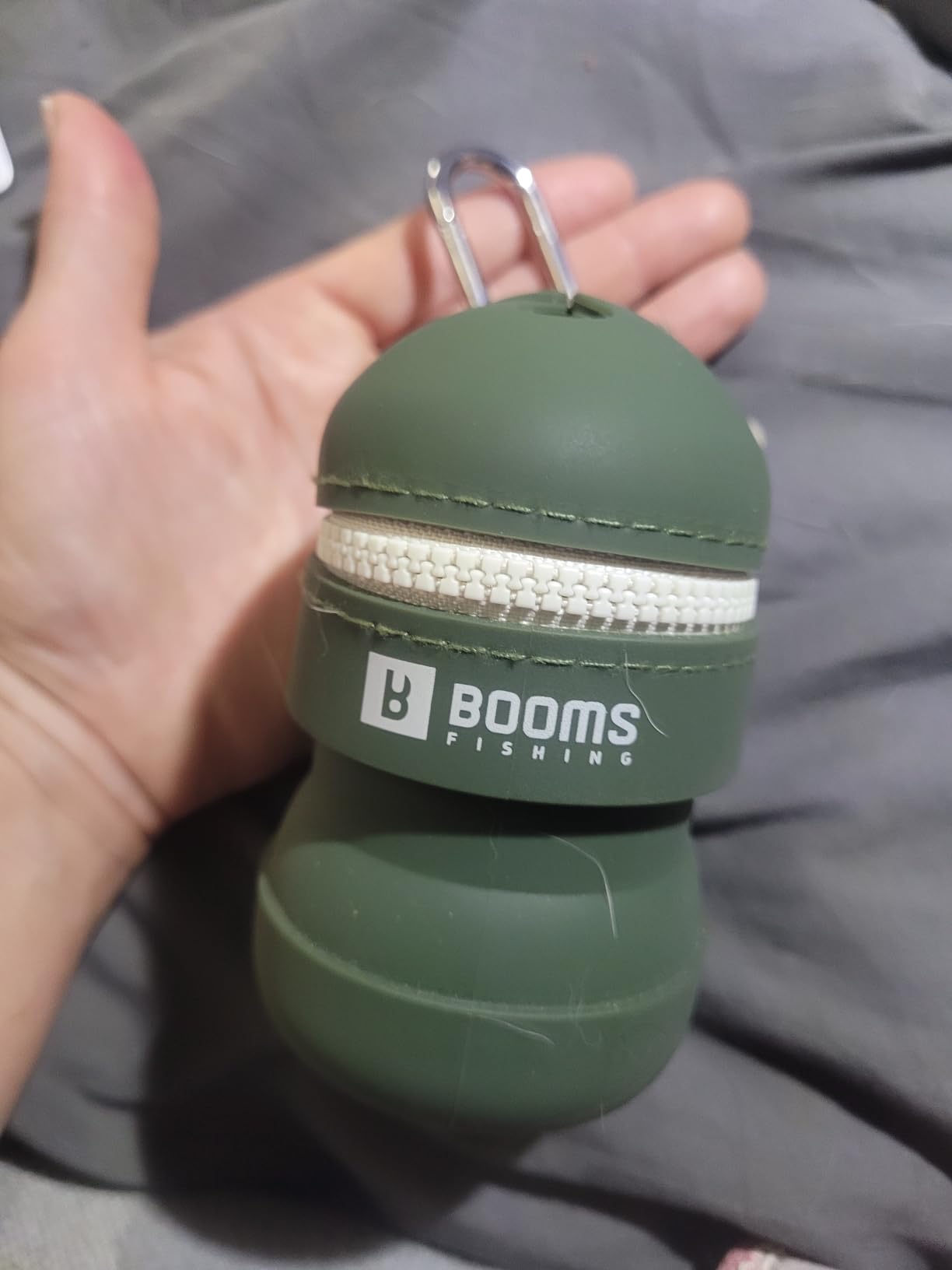 Booms Fishing Portable Trash Pouch: Silicone Expandable & Collapsible Fishing Line Waste Cantainer - Eco-Friendly Reusable Garbage Holder for Fishing, Hiking, Camping & Outdoor Activities - ST2 Green customer photo 2