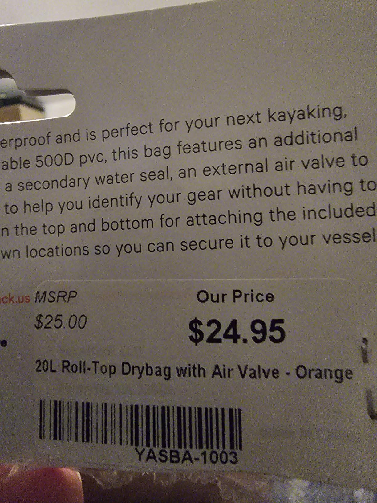 YakAttack 20L Roll-Top Drybag with Air Valve - Black Carbon customer photo 1