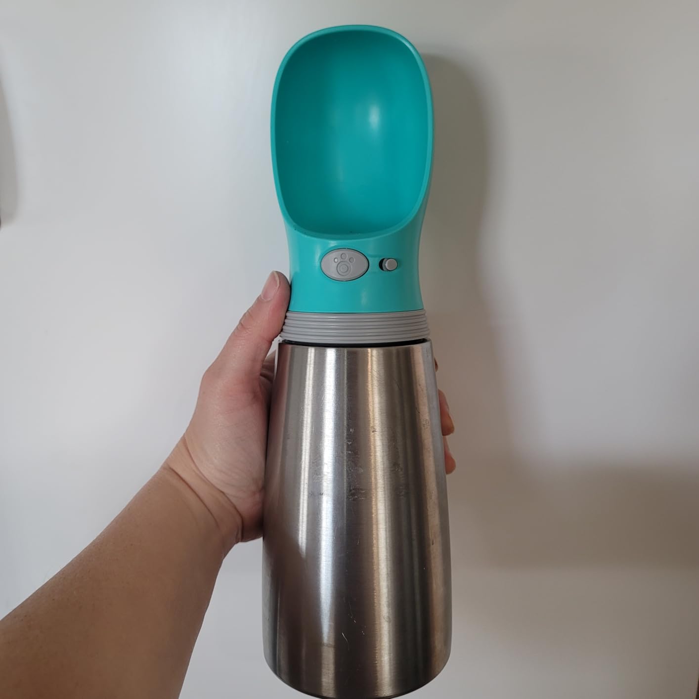 Portable Dog Water Bottle, 14 OZ Stainless Steel Pet Water Dispenser | Leak Proof Pet Water Dispenser with Drinking Feeder, Durable, Use for Dog Travel, Walking, Hiking, and Outdoor Activities customer photo 1
