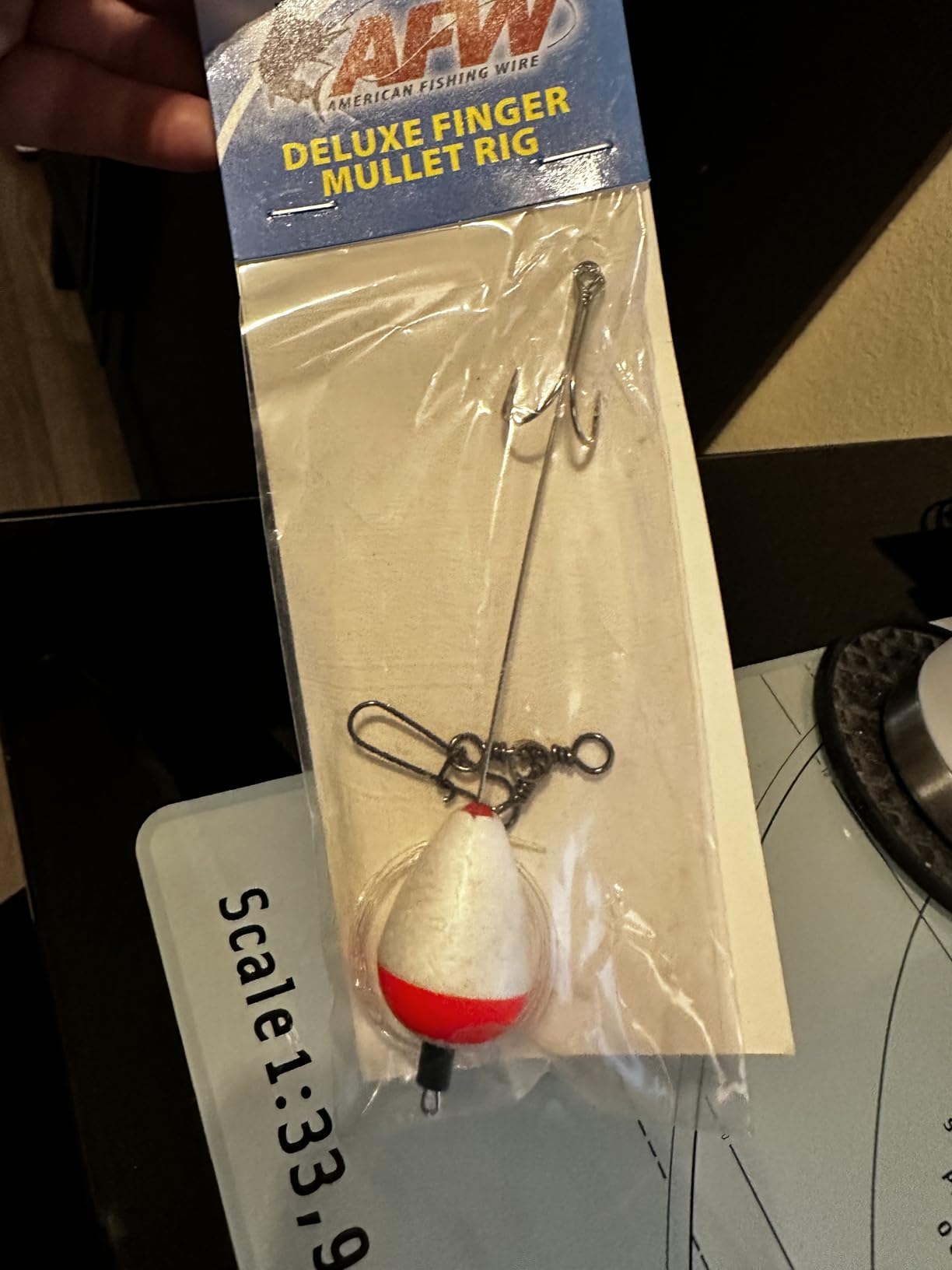 AFW Deluxe Finger Mullet Rig - 80 lb Clear Mono Line, 2/0 Split Treble Hook, Pear Float & Wire Leader - Surf Fishing Rig for Bluefish & Drum customer photo 1
