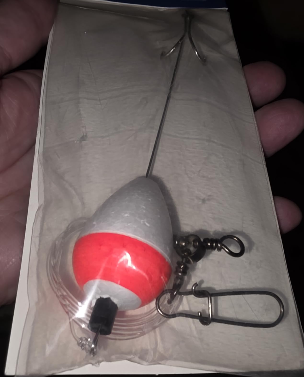 AFW Deluxe Finger Mullet Rig - 80 lb Clear Mono Line, 2/0 Split Treble Hook, Pear Float & Wire Leader - Surf Fishing Rig for Bluefish & Drum customer photo 2