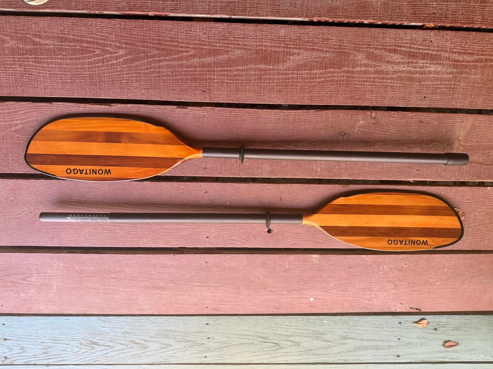 Carbon Fiber Kayak Paddle, Lightweight and Adjustable Kayak Oar | Full Carbon Fiber Shaft and Wooden Blade with Anti-Collision Edge, 2-Piece, 220-230 cm (86