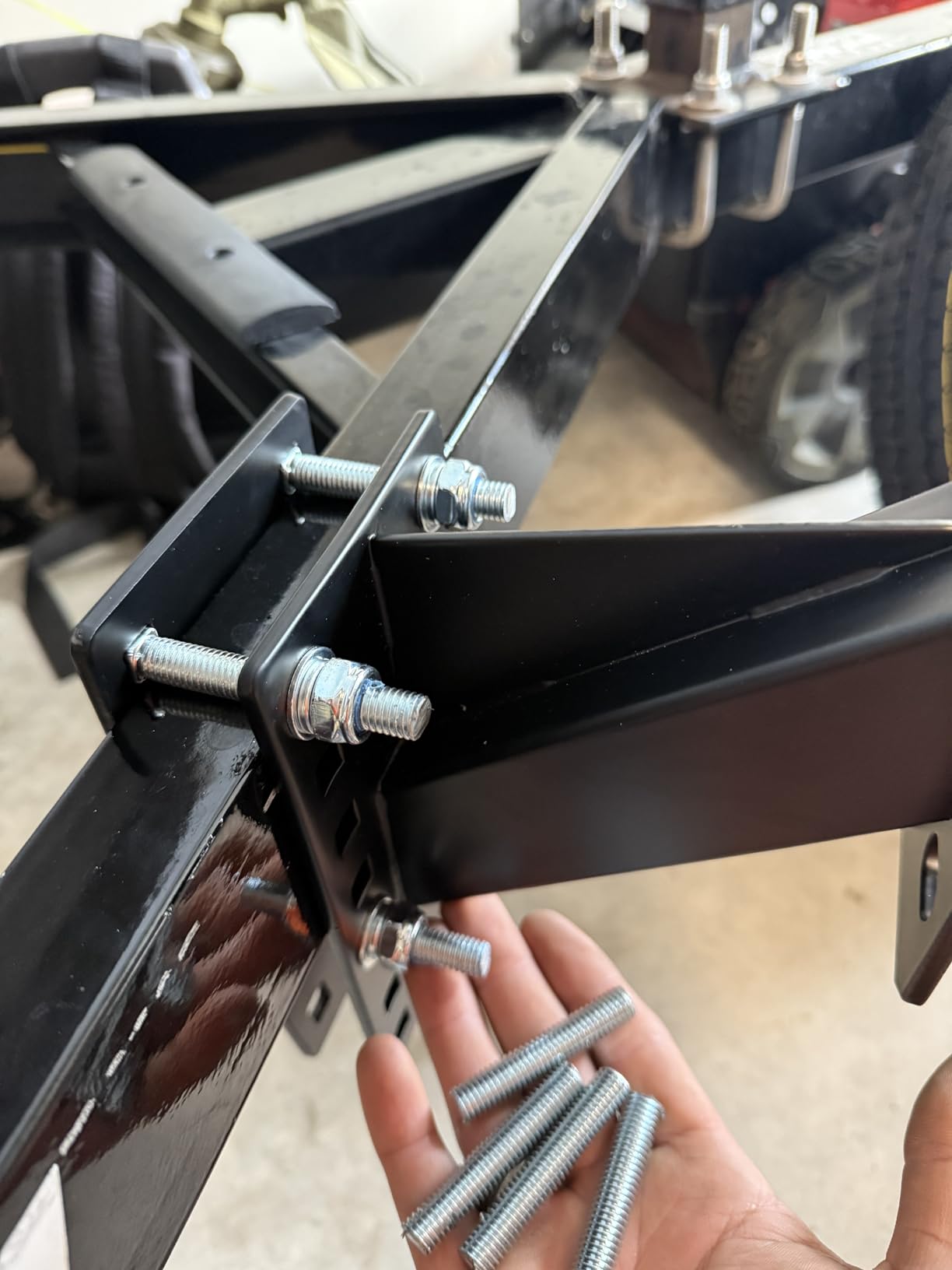 PAULINN 3-Nuts Upgraded Trailer Spare Tire Mount w/Anti-Theft Rope, Fits 4/5/6/8 Lugs Wheels on 4